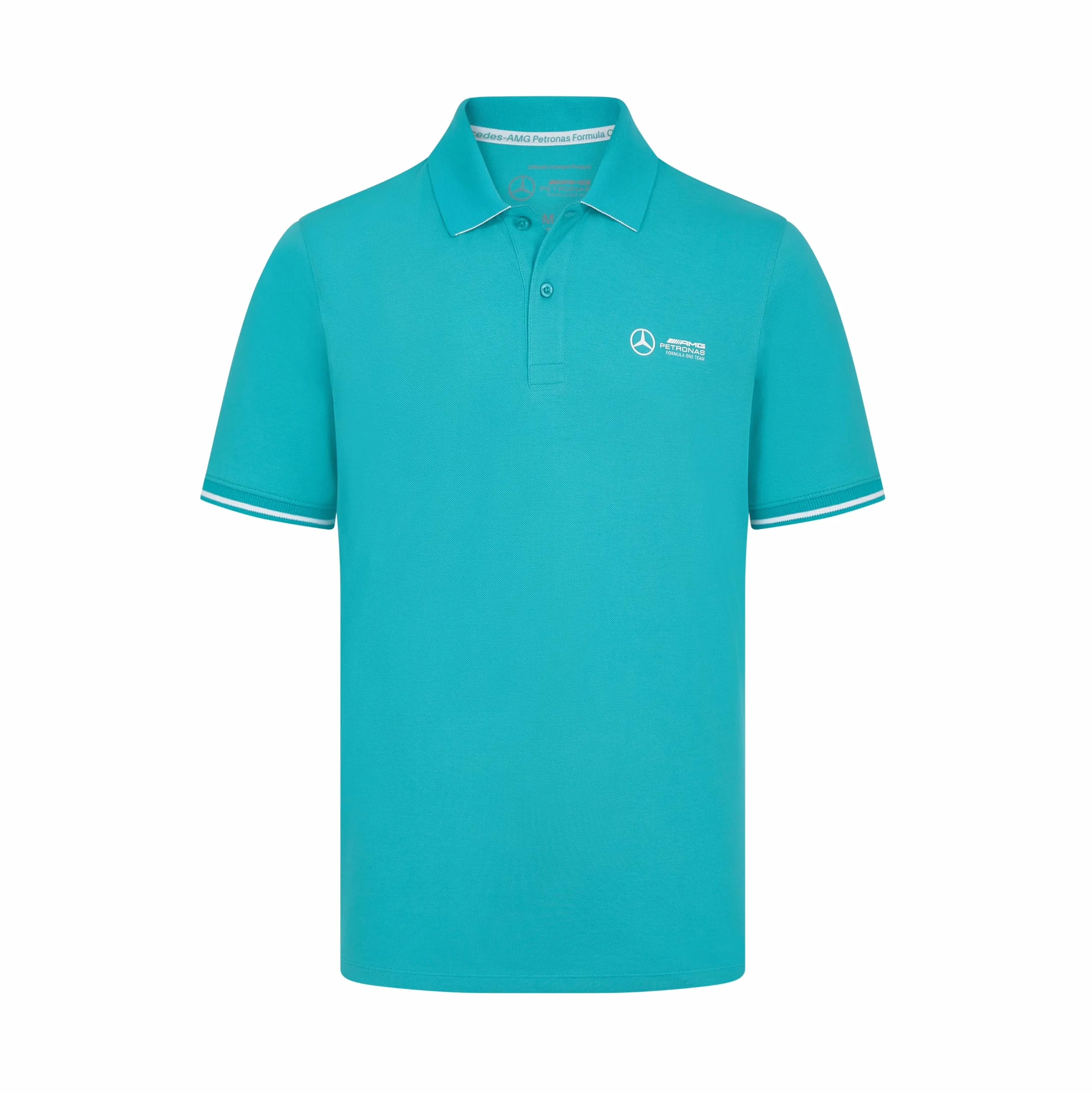 Polo Mercedes AMG Petronas F1 Homme Logo 3D Bleu Turquoise Taille M