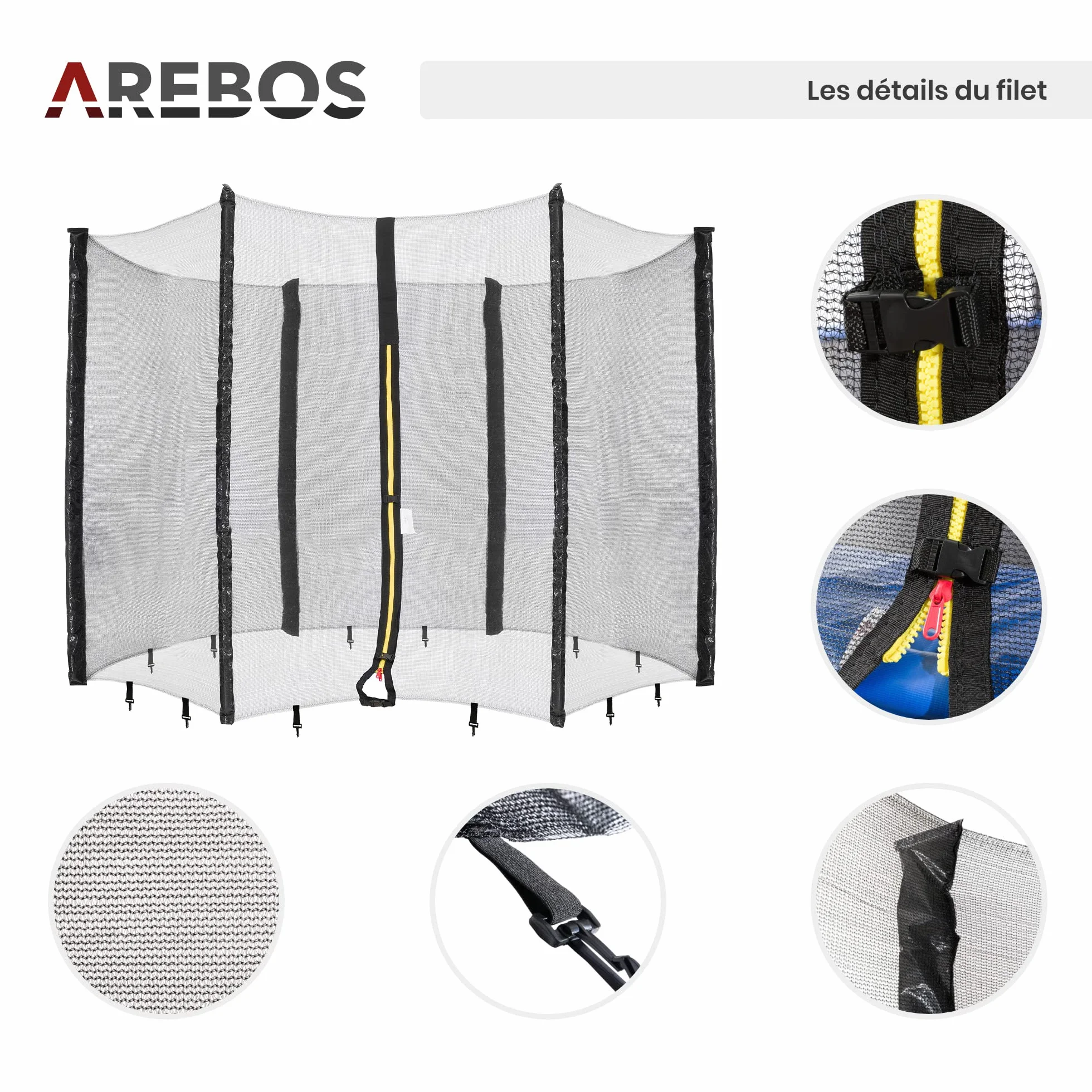 Arebos Coussin de Protection pour Trampoline avec Filet 244 cm 305 cm 366 cm 396 cm 430 cm 460 cm 490 cm