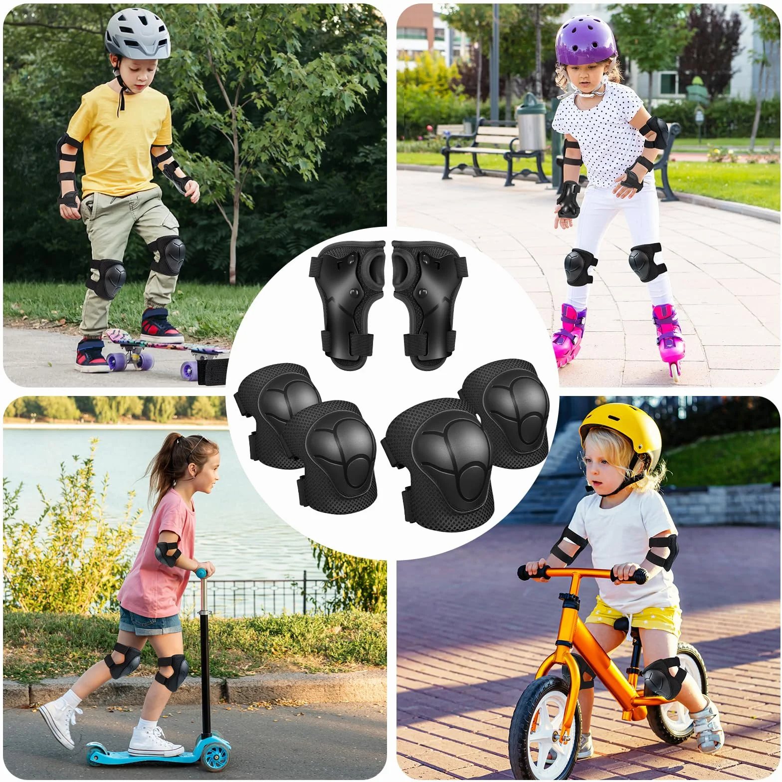 CKE Genouillères Enfants 3 en 1 Protection Patinage Cyclisme Filles Garçons