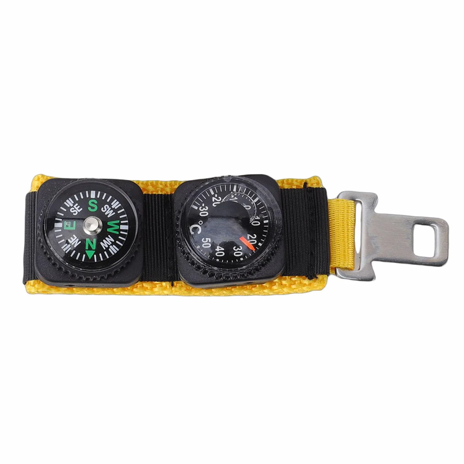 Jiawu Altimètre Portable Multifonctionnel 4 en 1 Baromètre Boussole Compteur de Température pour Randonnée Matériau ABS