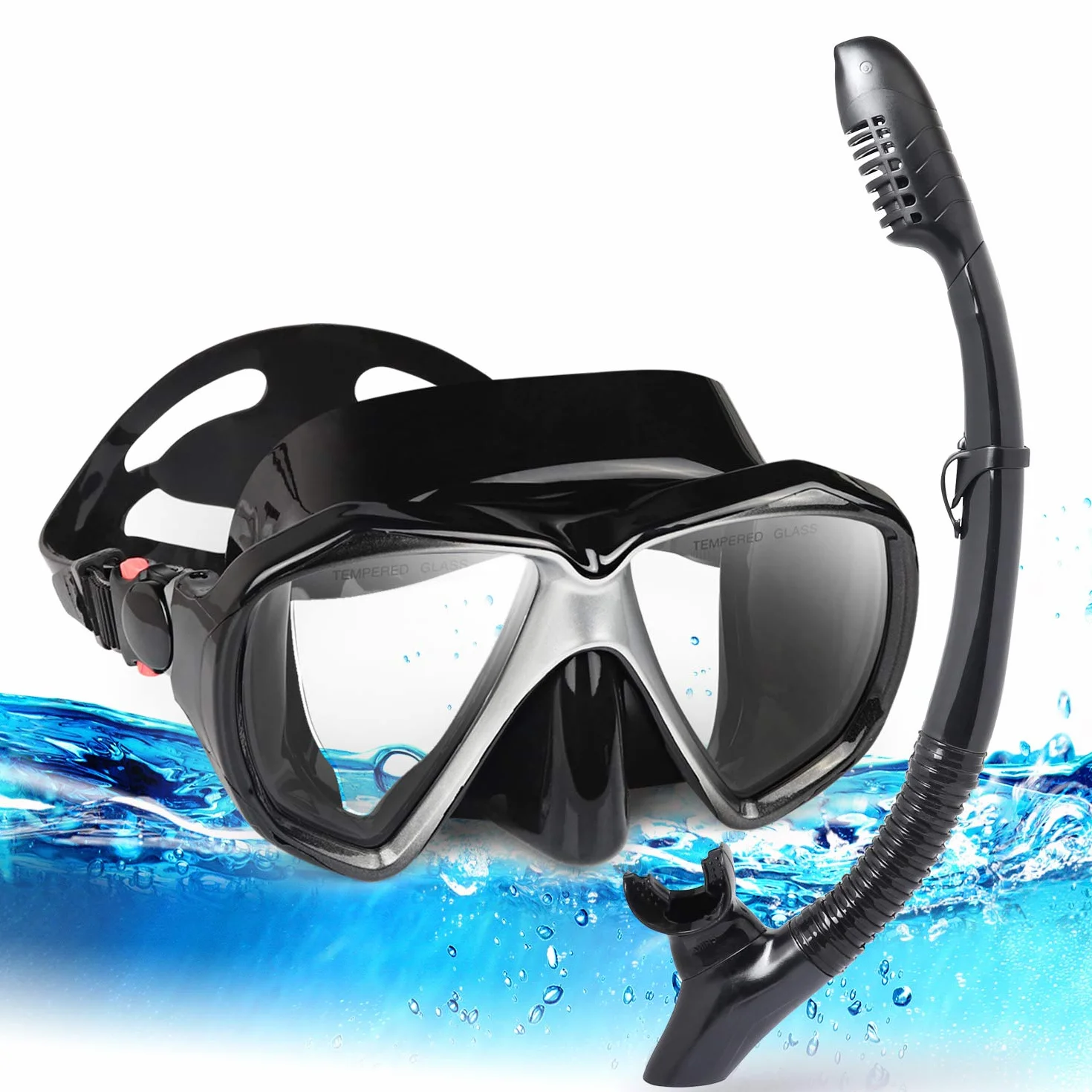 Masque de plongée HD 180° Vue Panoramique Anti-Buée Anti-Fuite pour Adultes Enfants