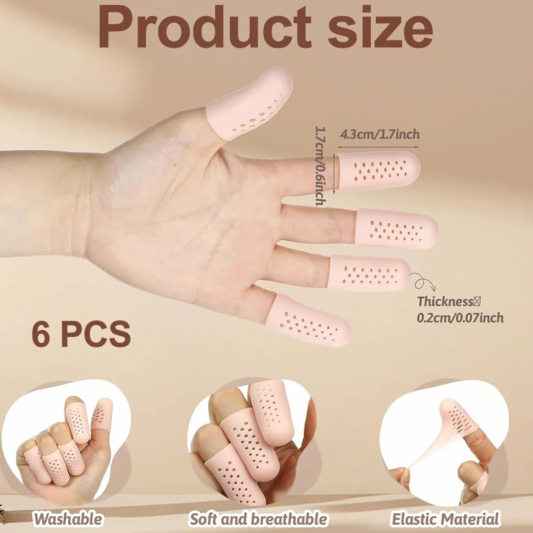 Lot de 12 Protège-Doigts en Gel de Silicone, Protection du Pouce et du Bout des Doigts Après Blessure, Couleur de Peau