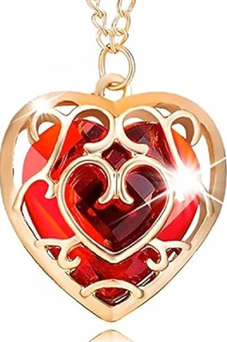 Collier Cosplay Cœur Rouge du Héros Elfe XL Métal