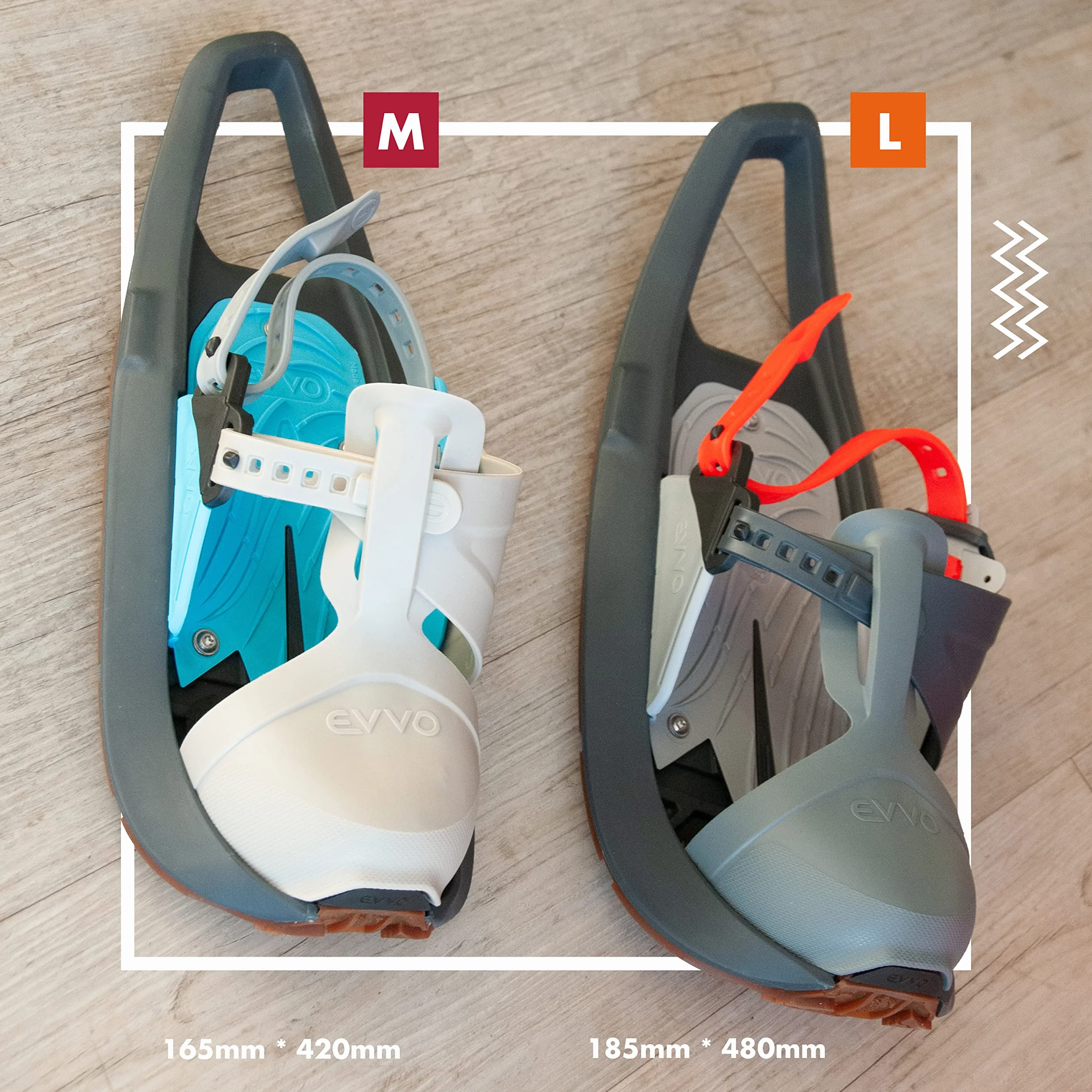 EVVO TOREE Raquette à Neige Made in France Semelles Biosourced90 Cloutées Michelin Fixations Réglables Homme Femme Sac Transport Inclus