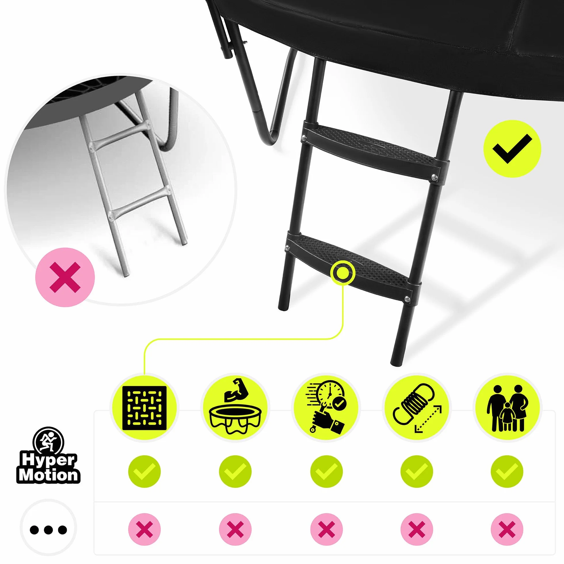 Trampoline Exterieur Enfant 3 Ans 244/305/366/430/487 cm avec Filet de Sécurité