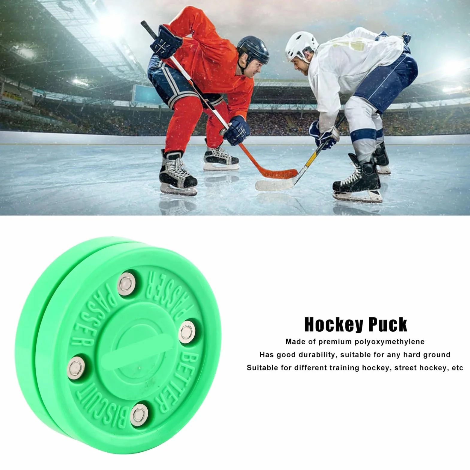 Puck de Hockey Polyoxyméthylène Green pour Entraînement Quotidien Accessoires de Table de Jeu