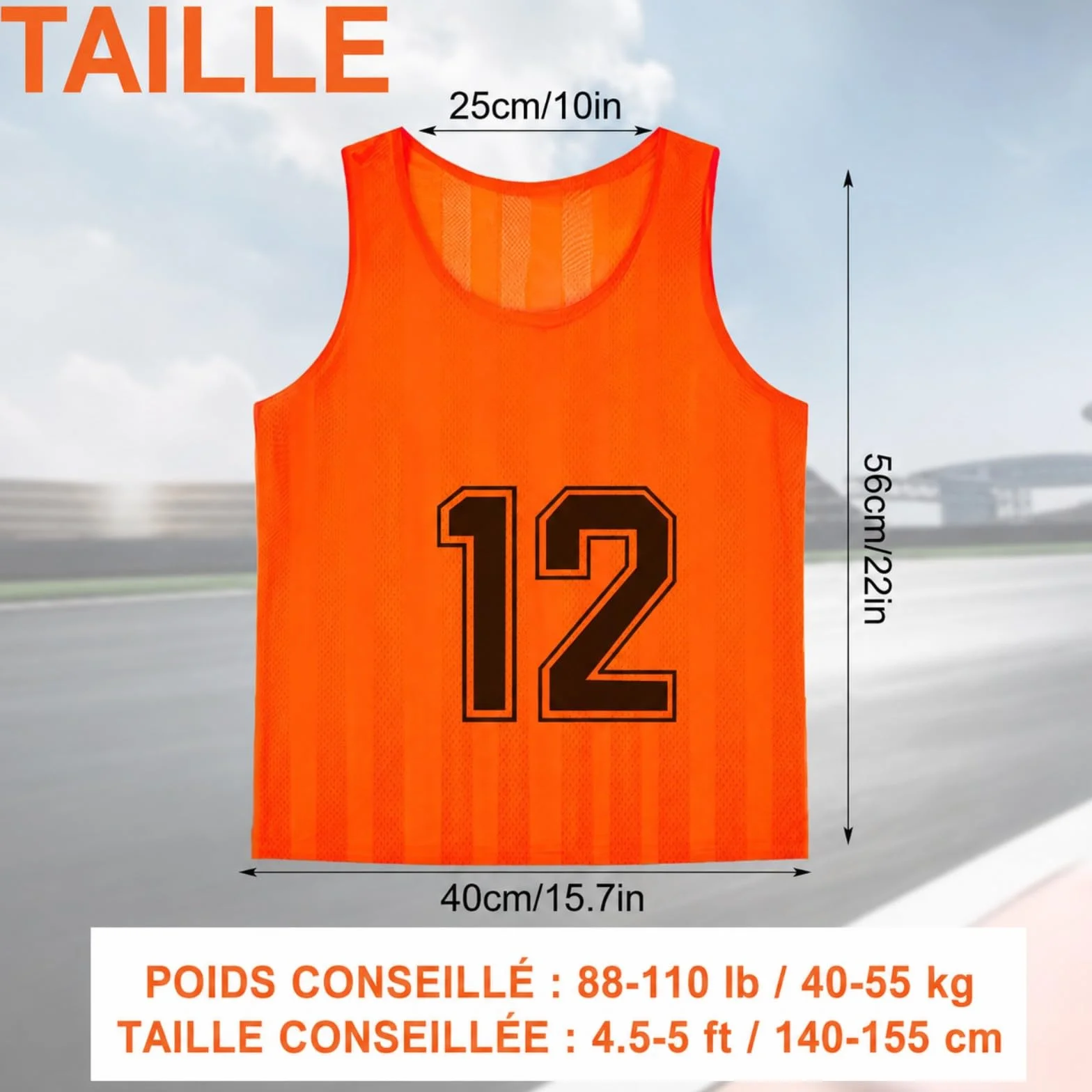 Lot de 24 Chasubles Enfant Numérotées – Gilets d'Entraînement en Maille pour Équipe Sportive, Orange & Vert