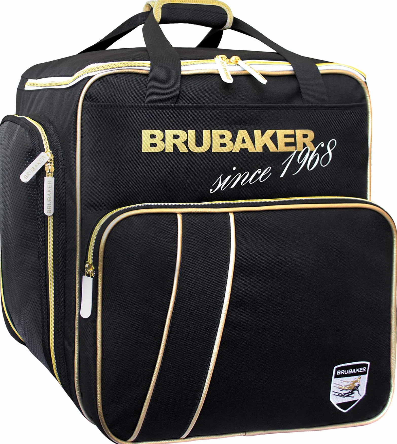 BRUBAKER Set de Ski Grenoble Sac à Chaussures de Ski Housse à Skis 170 cm 190 cm Noir Doré