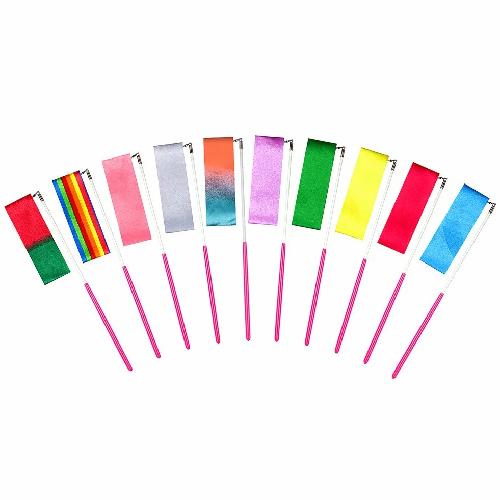 10 Pièces 2 Mètres Rubans de Gymnastique Rythmiques pour Enfants, Danse Baton Tournoyant, 10 Couleurs