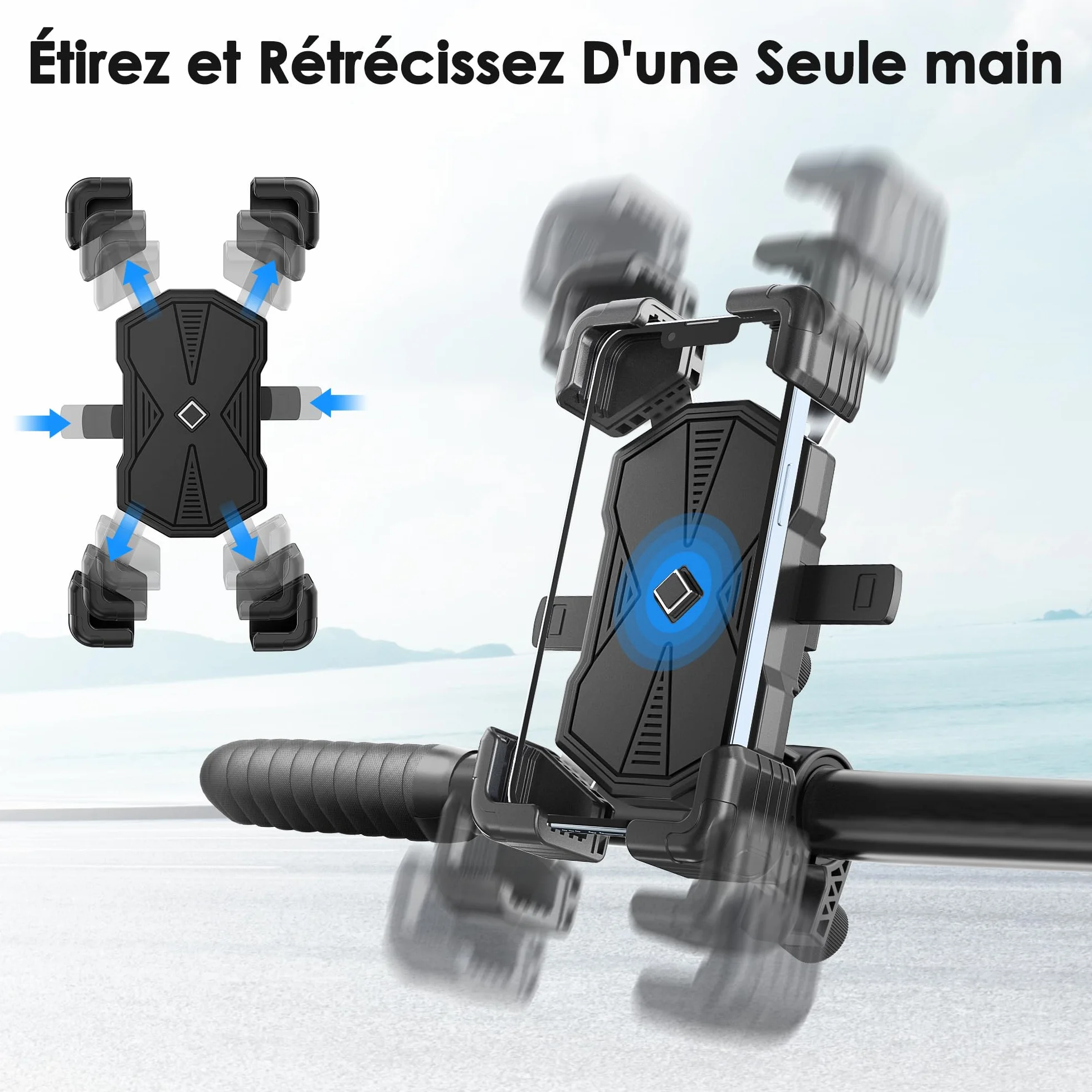 Estralia Support Téléphone Vélo 360° Rotation pour Téléphone 5.5-7.0 Pouces, Compatible Trotinette Scooter VTT