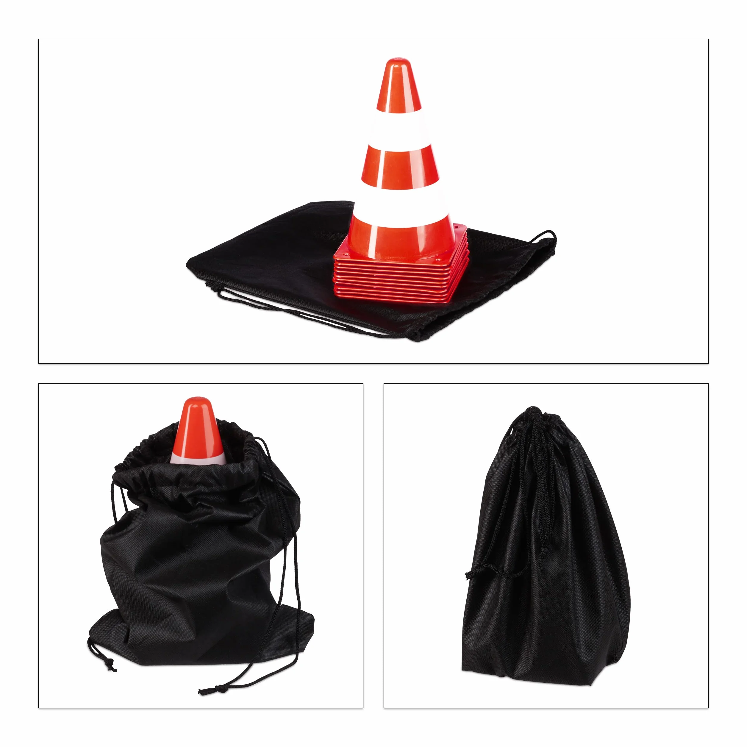Relaxdays Cônes de travaux 23 cm réfléchissants Orange Lot 24