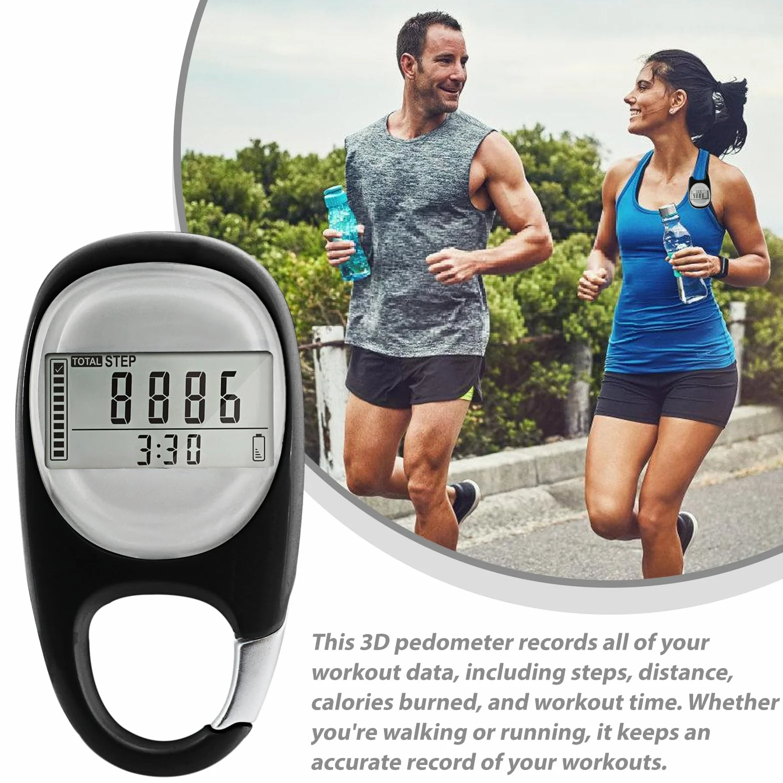 Podomètre 3D Numérique Portable avec Clip - Compteur de Calories Précis