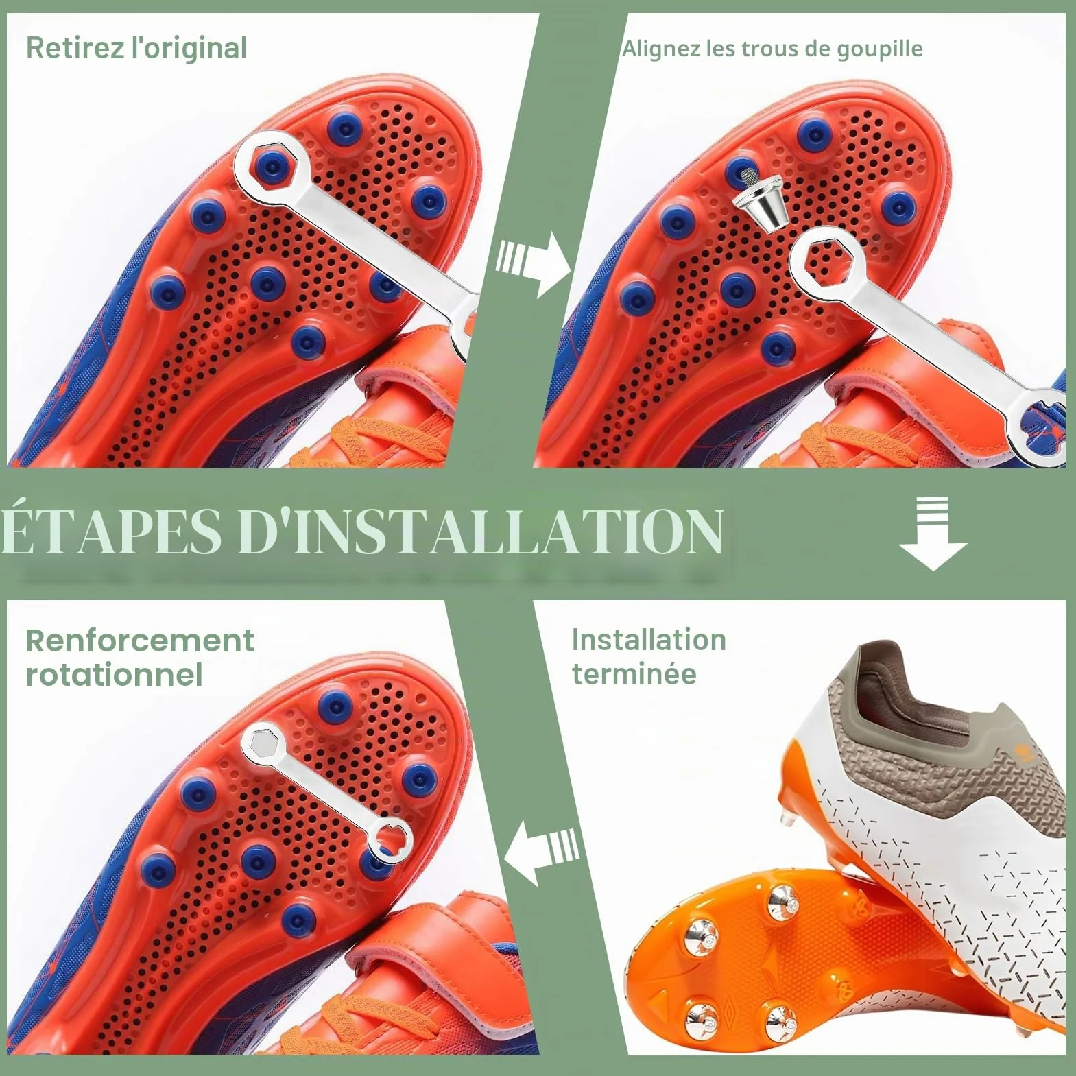 Crampons de Football en Aluminium 11 mm 13 mm 2 Tailles