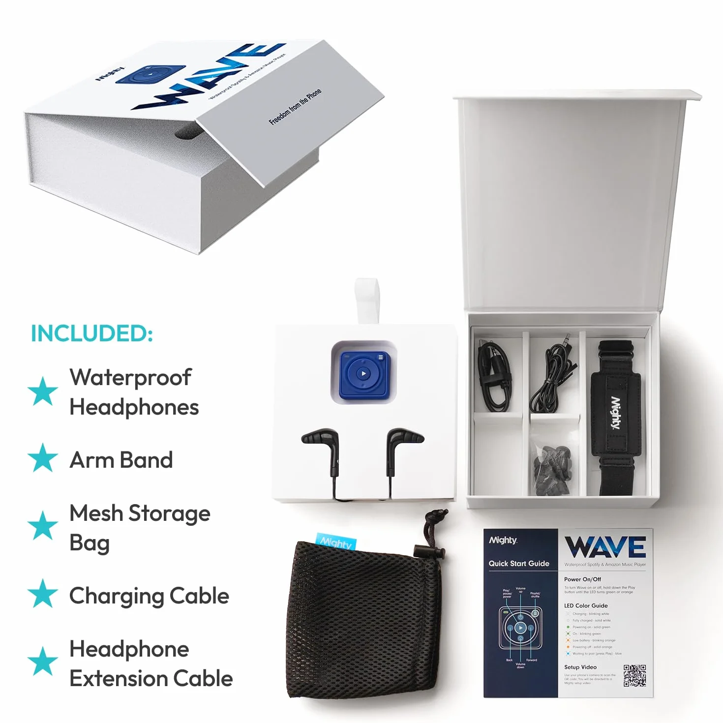 Mighty Wave 2026 IPX7 Spotify Amazon Music Player étanche avec casque filaire natation musique podcasts