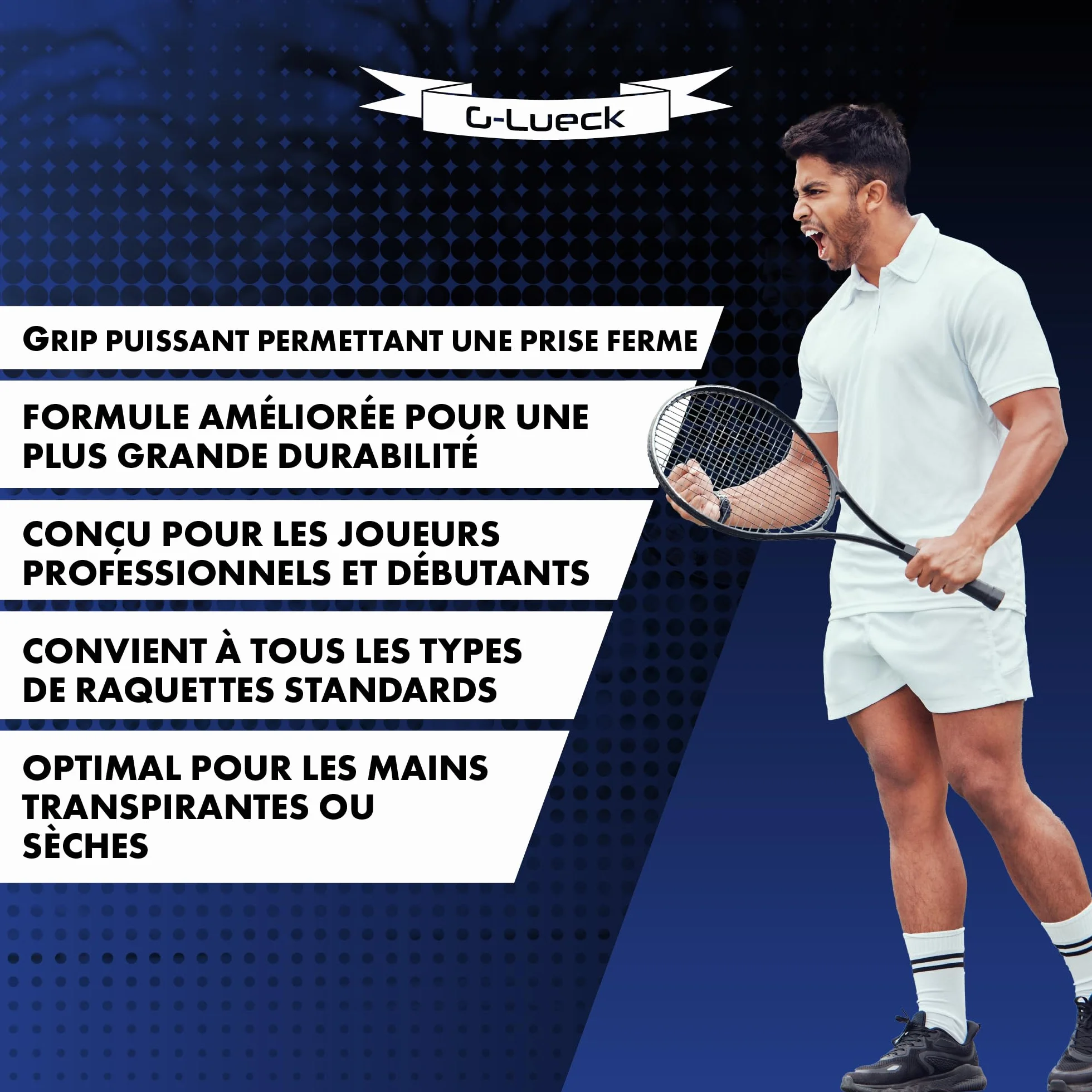 Lot de 3 Surgrip Tennis Power Touch Overgrip 0,60 mm Antidérapant pour Padel, Badminton, Squash