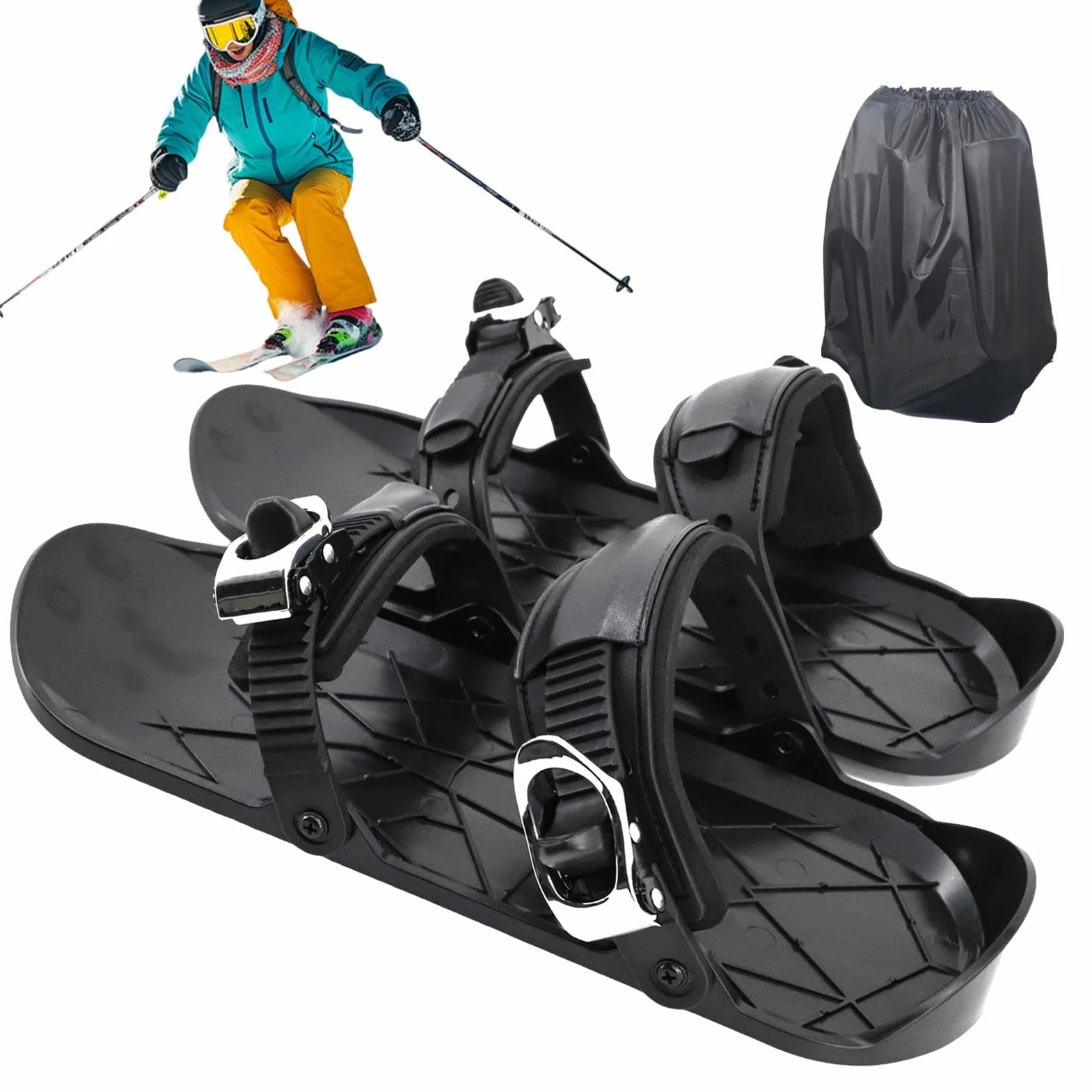 Raquettes à neige compactes antidérapants avec sac de transport pour hommes, femmes, enfants