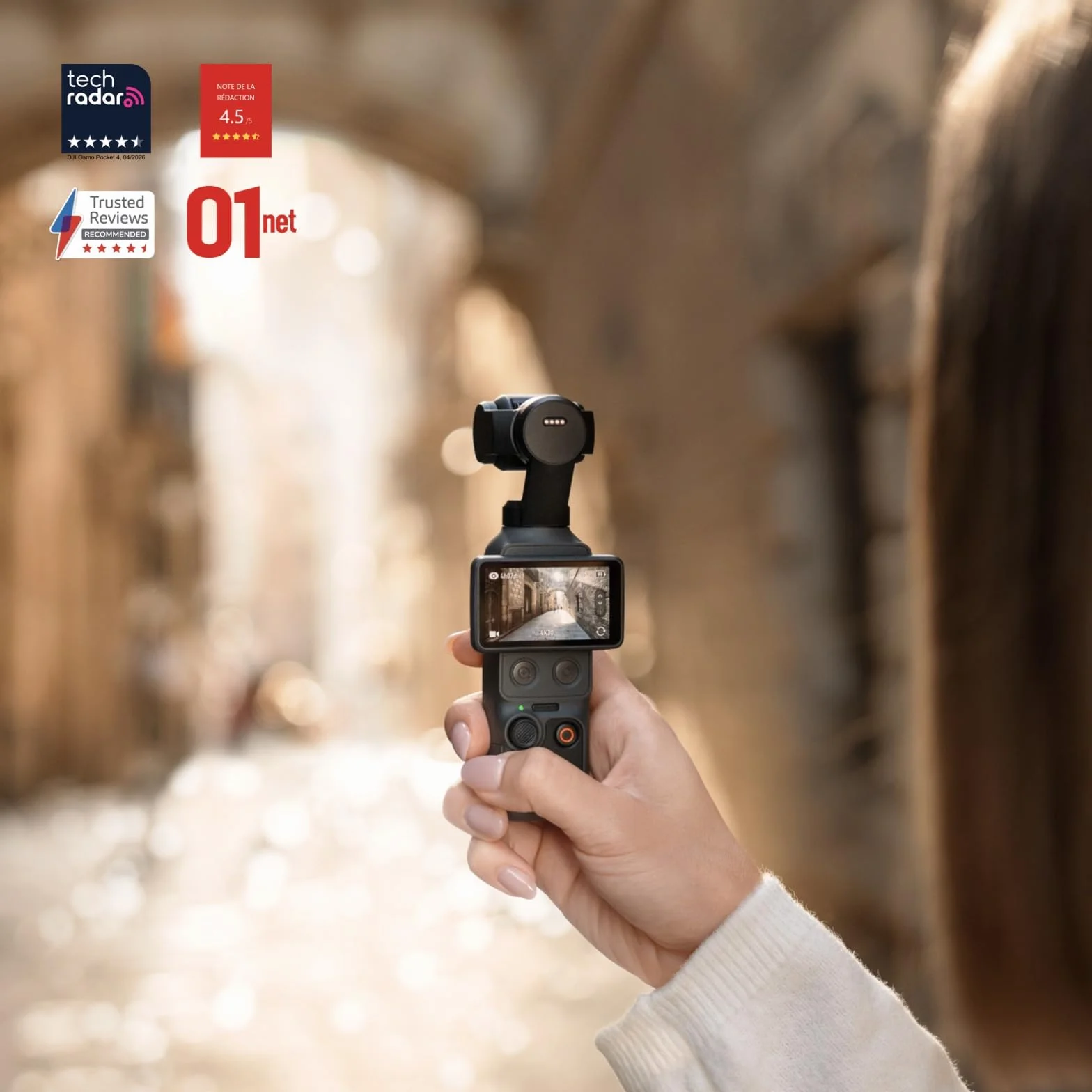 Bundle DJI Osmo Pocket 4, caméra vlog de poche avec nacelle, capteur CMOS 1 pouce, 4K/240 IPS, stabilisation 3 axes, stockage 107 Go