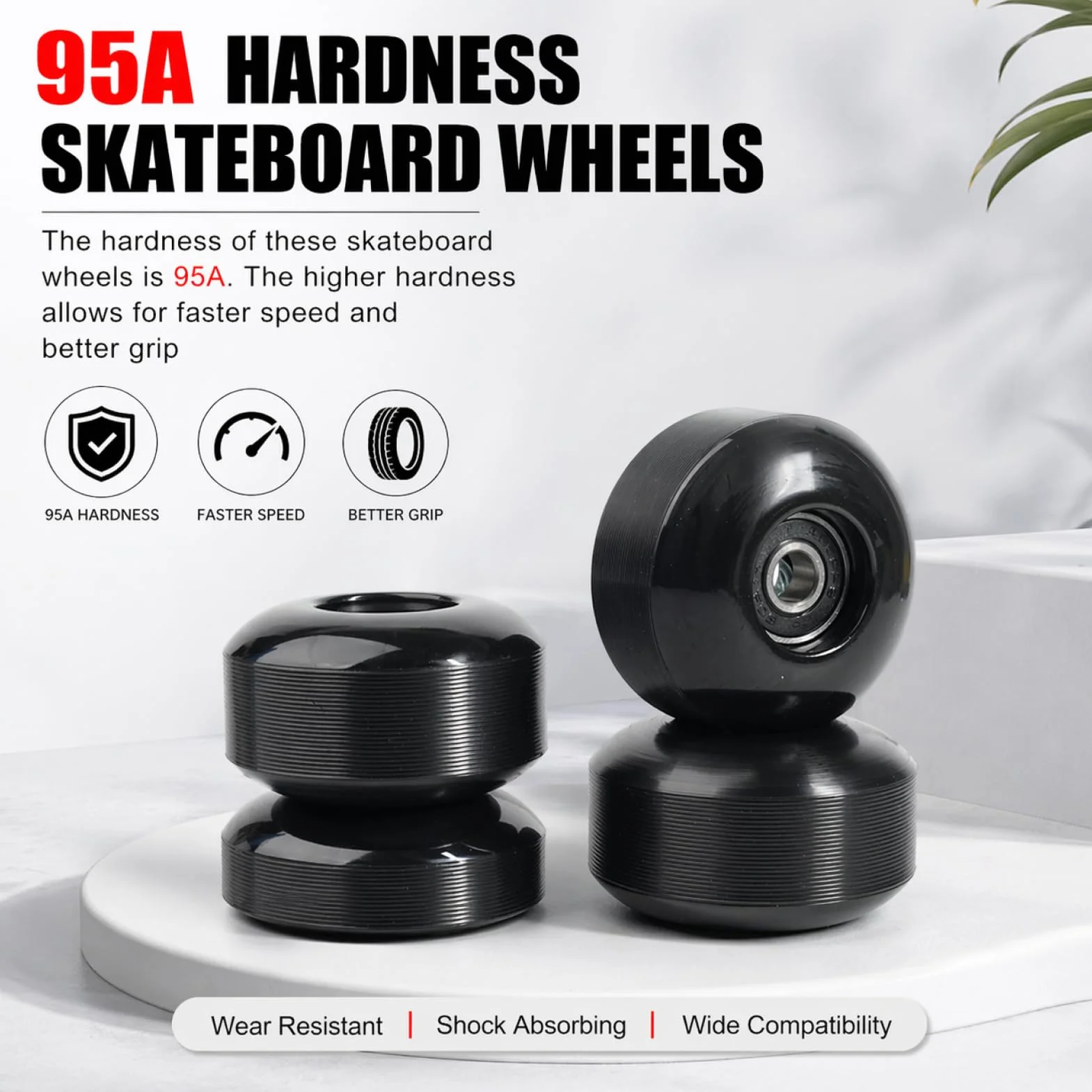 Roues de Skateboard 52mm 95A 608 RS ABEC-9 4pcs pour Skateboard Street Tricks Cruiser
