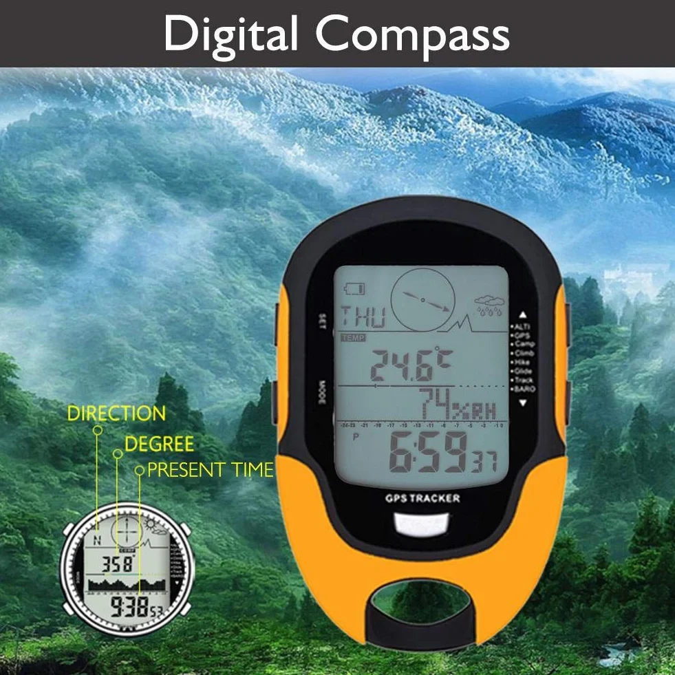 Altimètre Barométrique Numérique Multifonction GPS Baromètre Compas Portable avec Torche
