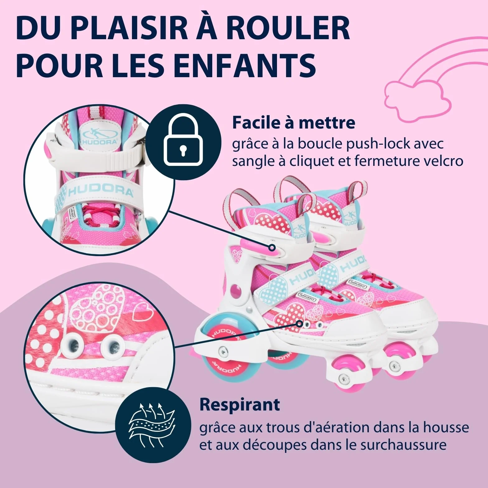 HUDORA Patins à roulettes My First Quad Taille réglable Enfants 20kg Grandes Roues