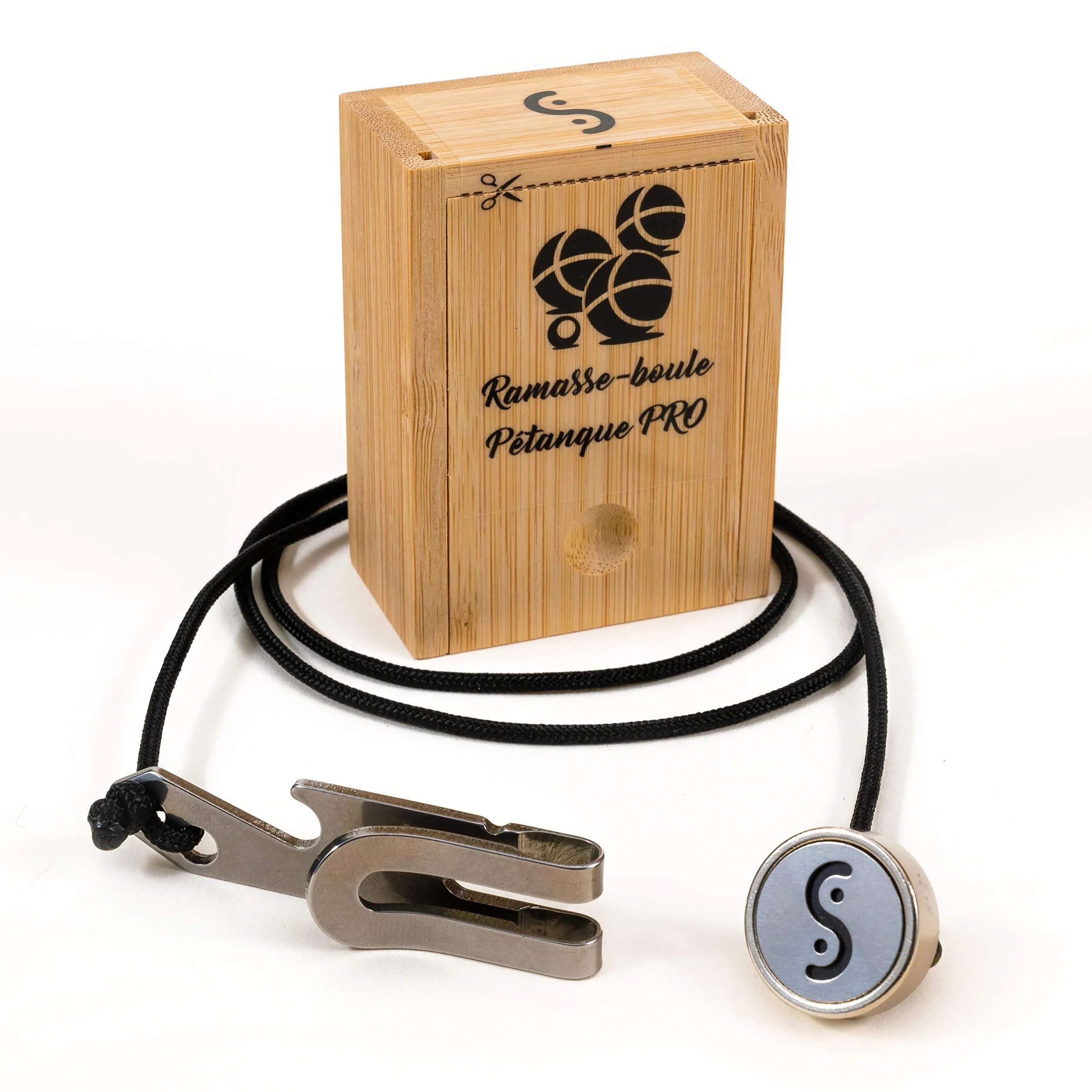 Ramasse boule de pétanque magnétique pro compétition aimant néodyme longueur réglable 90cm avec pince décapsuleur