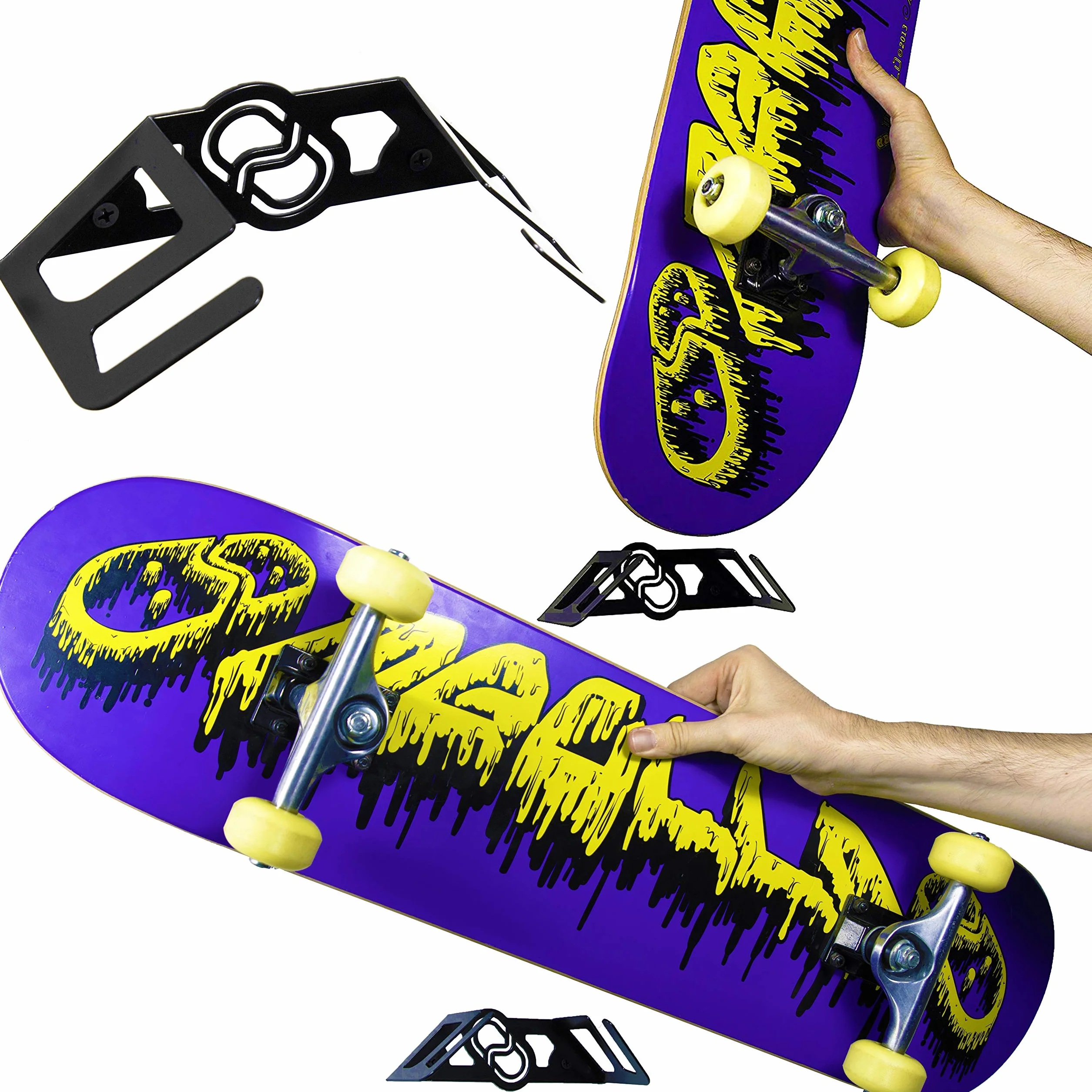 Support Mural pour Skateboard Vertical et Horizontal 100% Acier