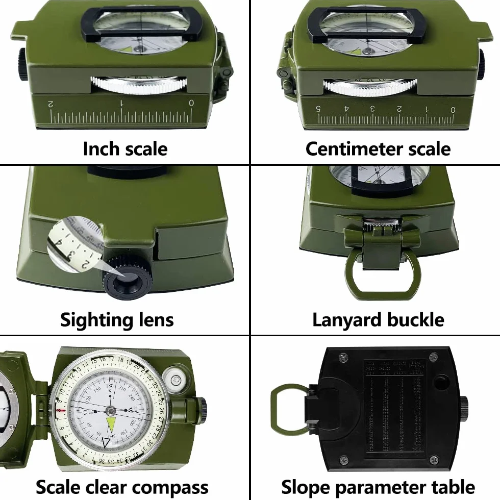Boussole Multifonctionnelle Militaire Imperméable avec Sac de Transport pour Randonnée Camping