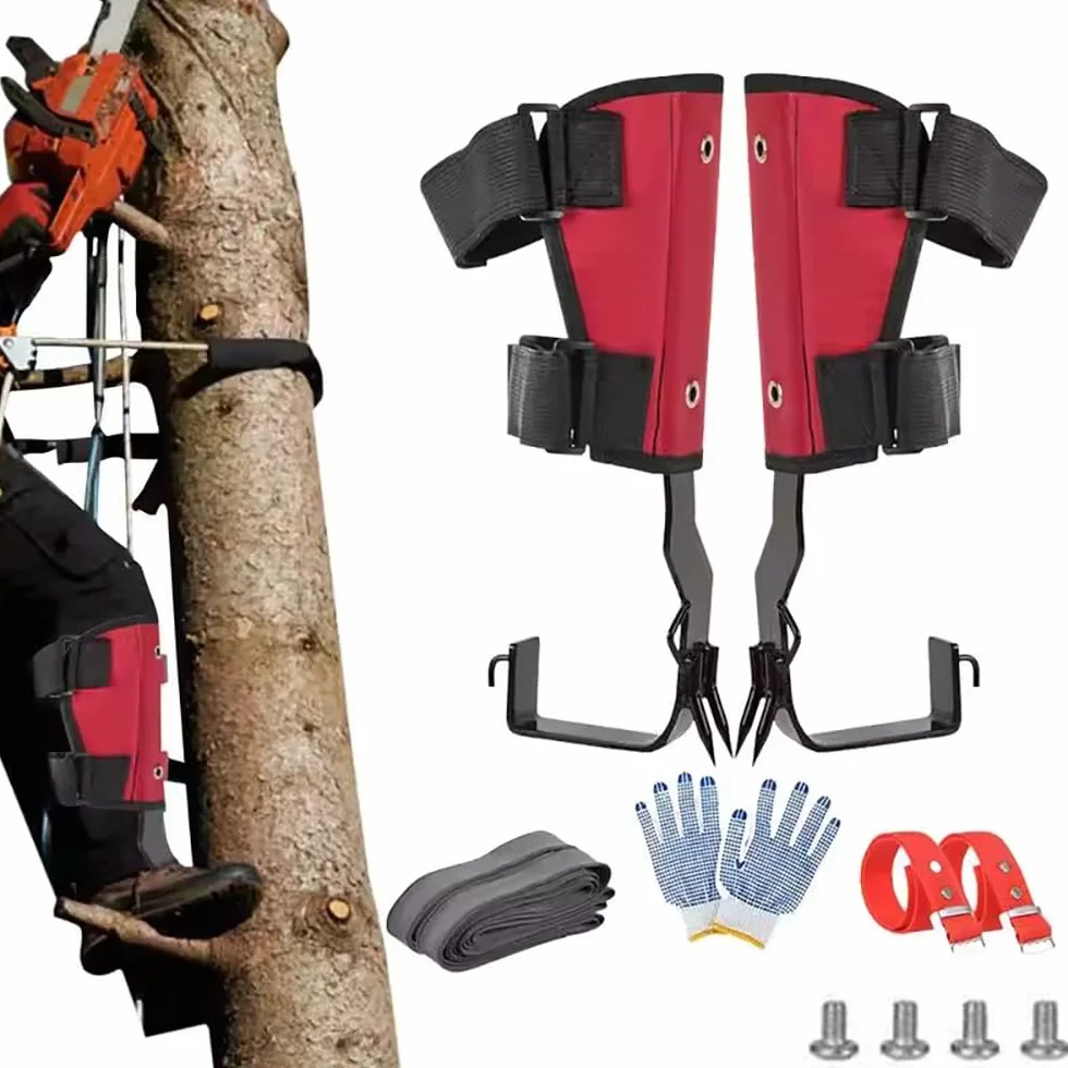 Crampons d'arbre à l'escalade Équipement grimpe arbre avec gants et sangles de pied