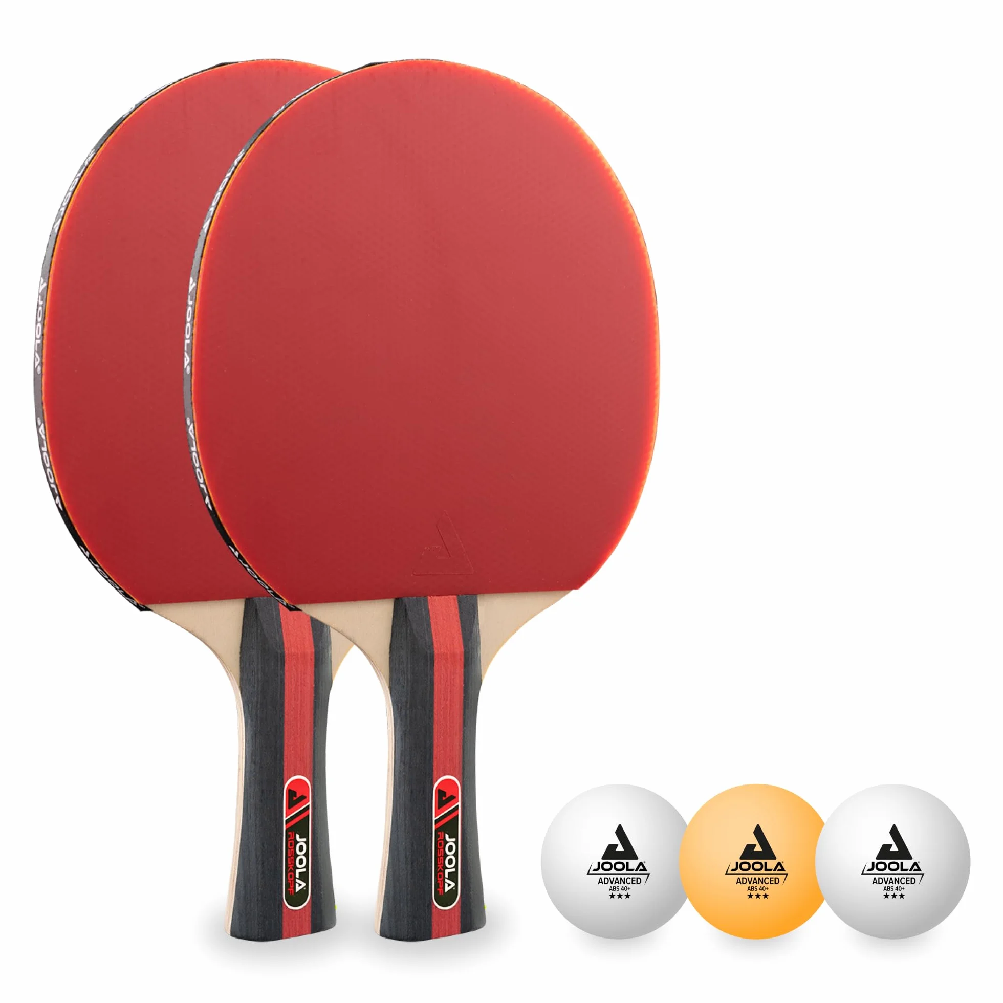 Joola Rosskopf Lot de 5 Raquettes de Tennis de Table + 3 Balles 40+ mm Rouge/Noir