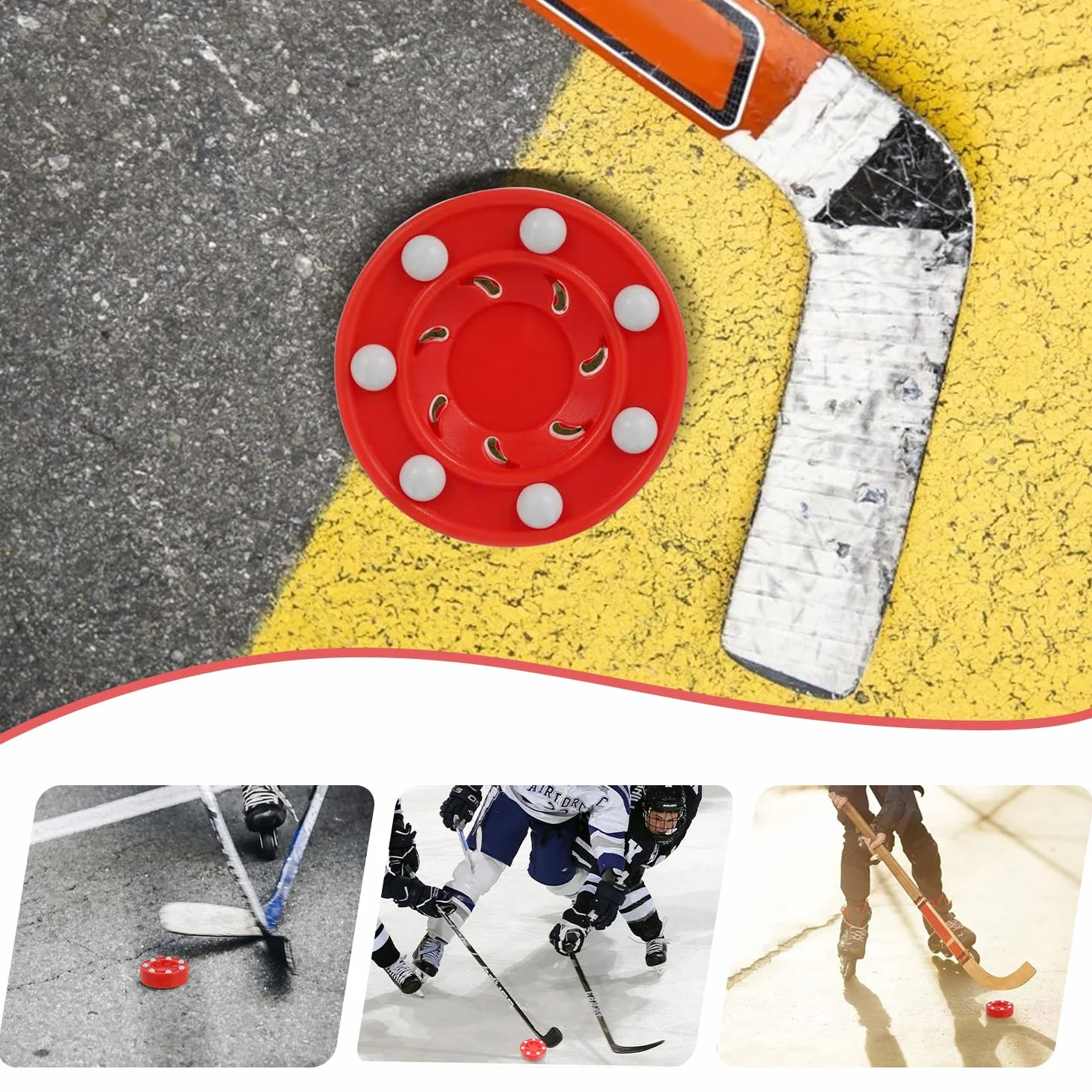 Palet De Hockey sur roulettes 2 Pièces Balles De Hockey sur Route Réutilisables pour Entraînement