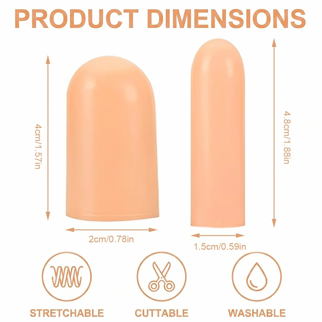 20 Pièces protège doigt en silicone, Protection du pouce et des doigts imperméables, Couleur chair
