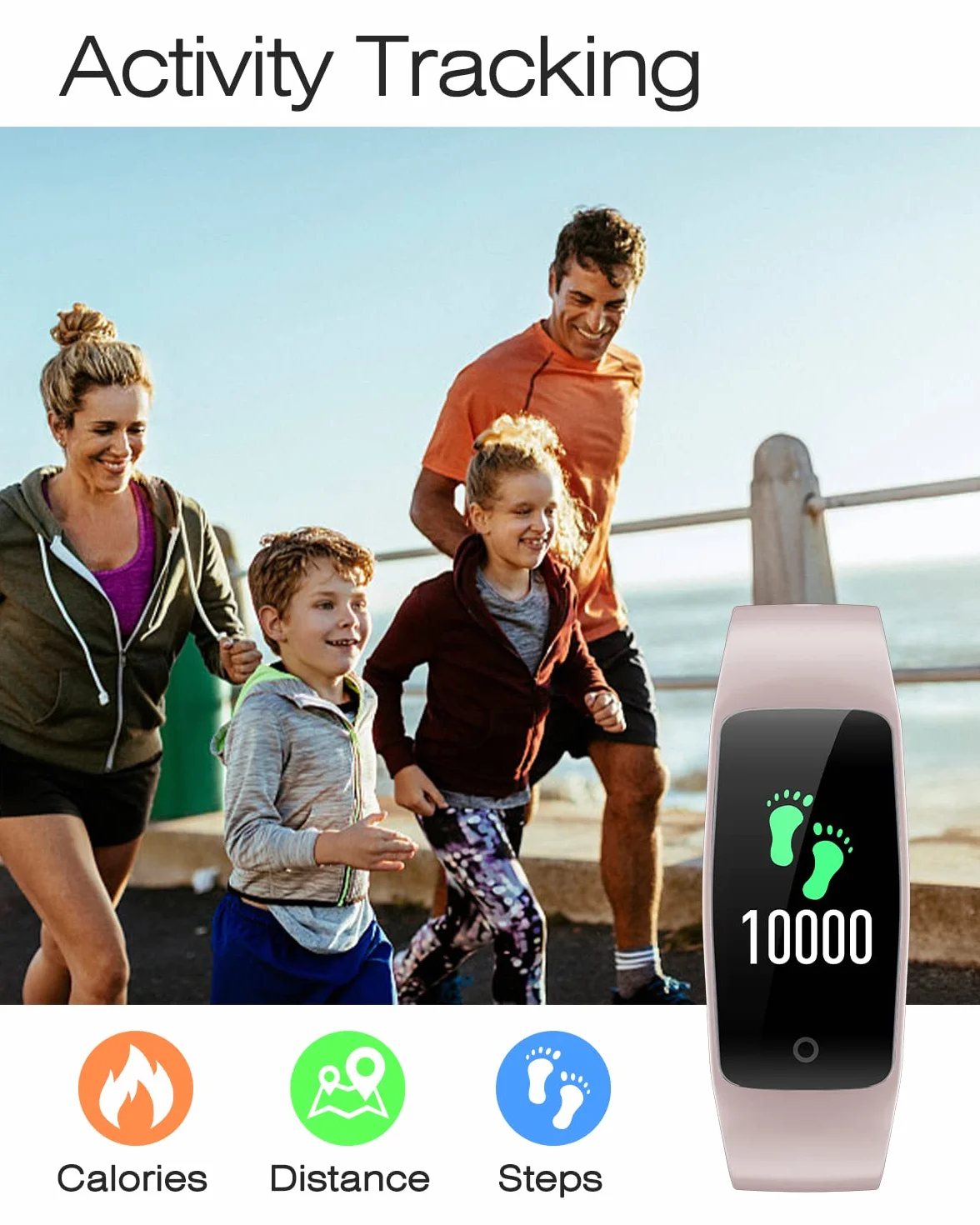 Podometre Non Connecté IP68 Trackers d'Activité sans Bluetooth Compteur de Pas Calories Distance