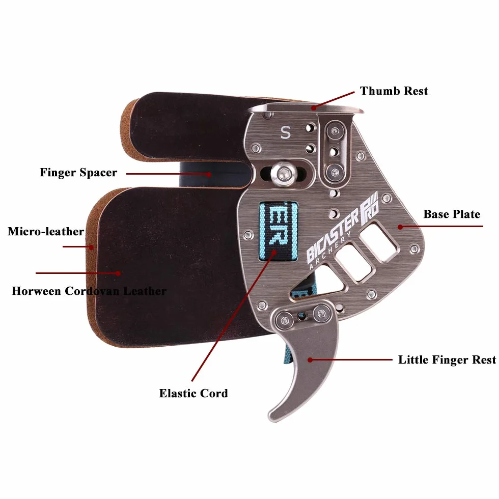 BICASTER Languettes de tir à l'arc en Horween Cordovan Cuir véritable Aluminium