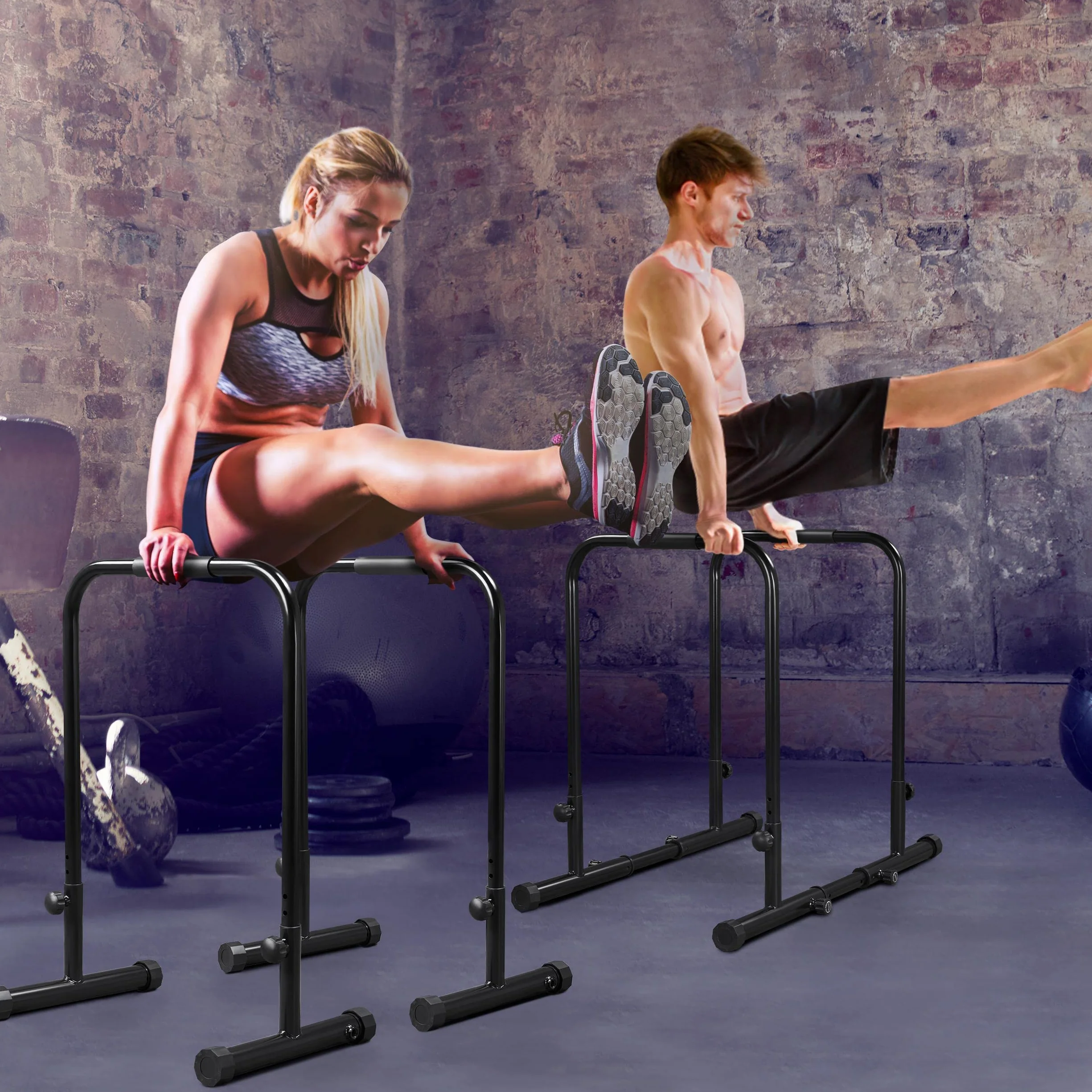 Barres de Dips Ajustable, Barres Parallèles Gym, Station de Musculation pour Tractions, Pompes, Charge Maximale 227kg