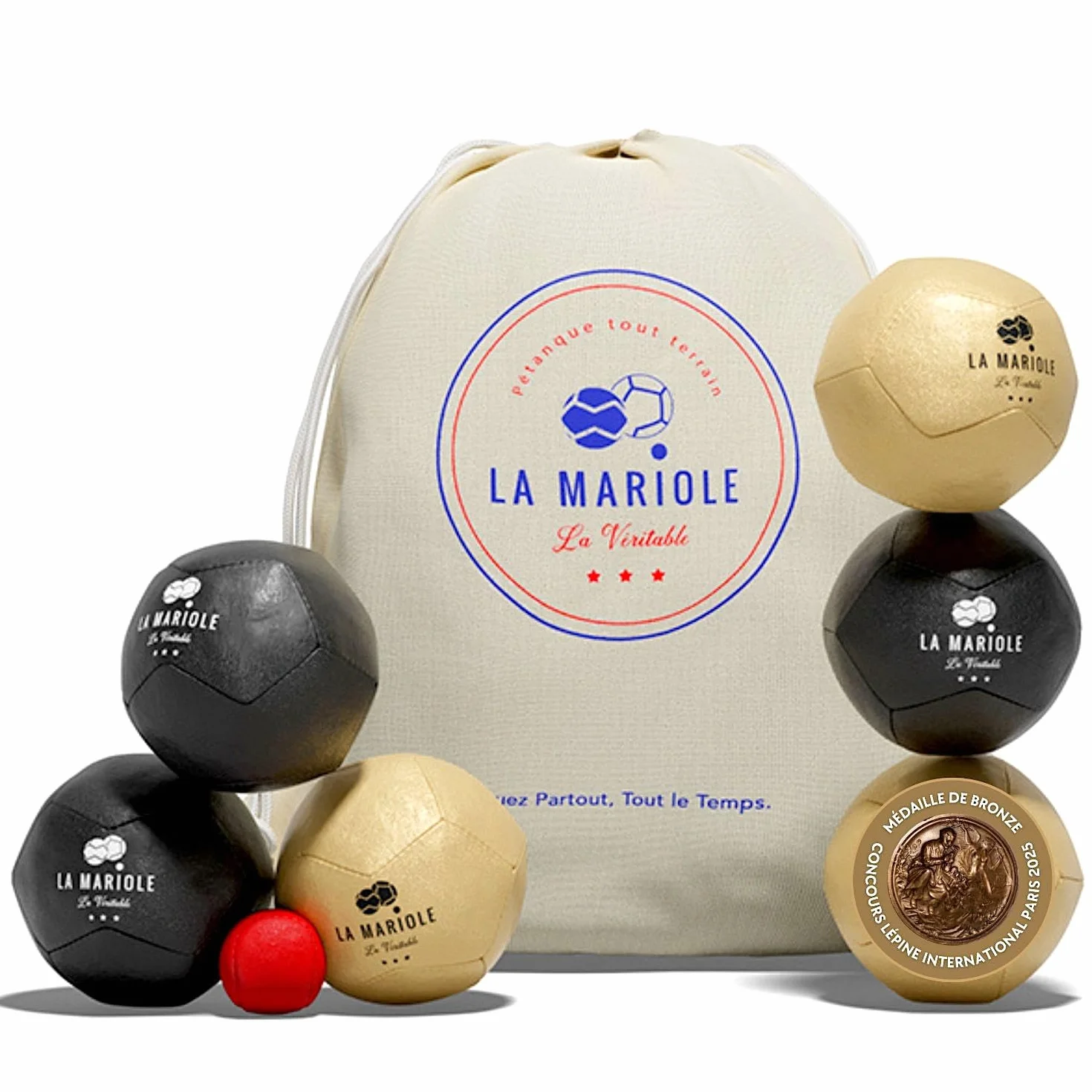 LA MARIOLE Jeu de Boules de Pétanque Tout Terrain Intérieur Extérieur Pack Officiel V4