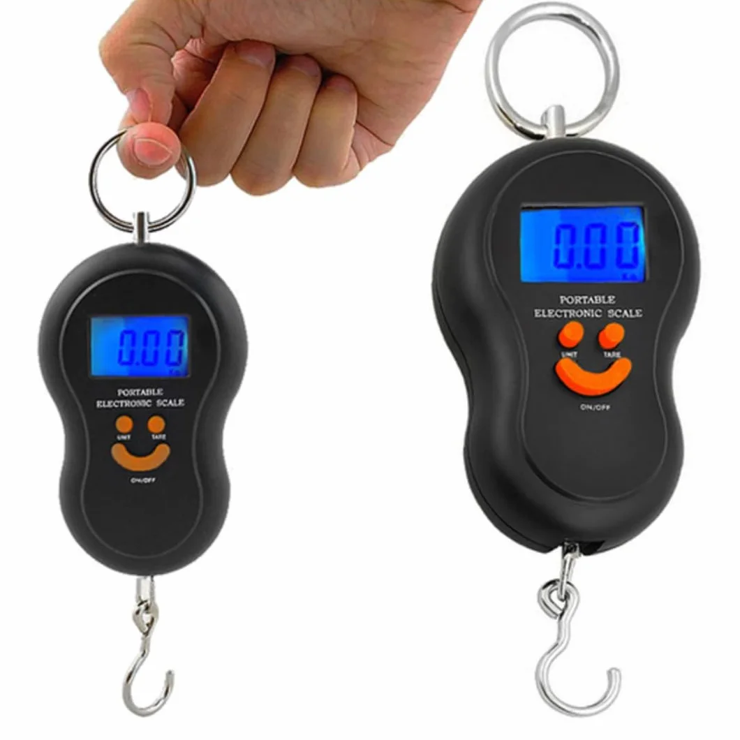 Balance de Pêche Électronique Portable 40 kg avec Crochet Digital, Écran LCD Rétroéclairé, Précision 10g, TARE & HOLD