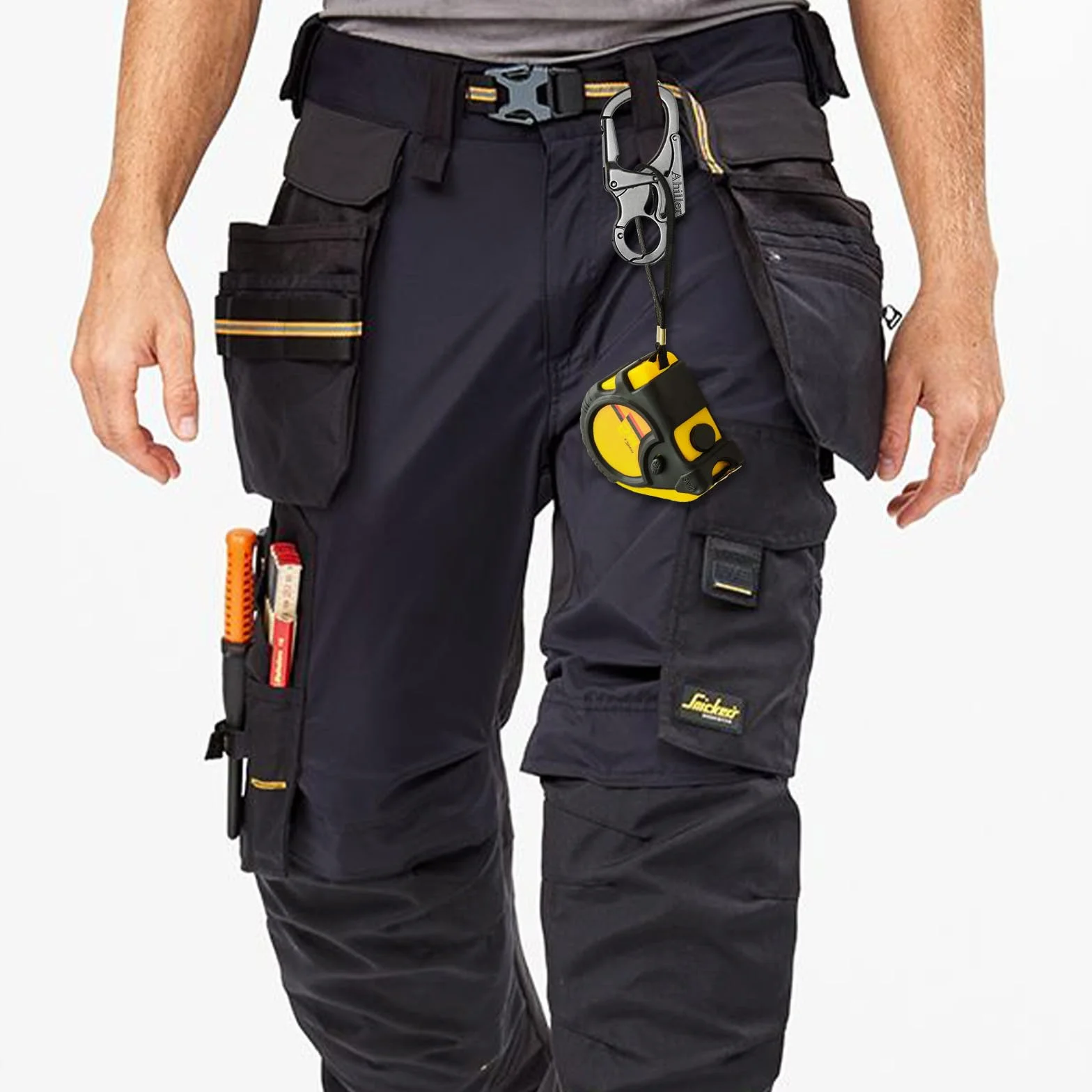 Ahiller Mousqueton Porte-Clés 7,6cm Double Verrouillage Alliage Robuste Pointe Acier Tungstène Camping Randonnée Survie