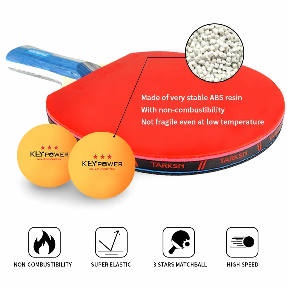 Lot de 100 Balles de Tennis de Table en Résine ABS 40 mm 3 Étoiles