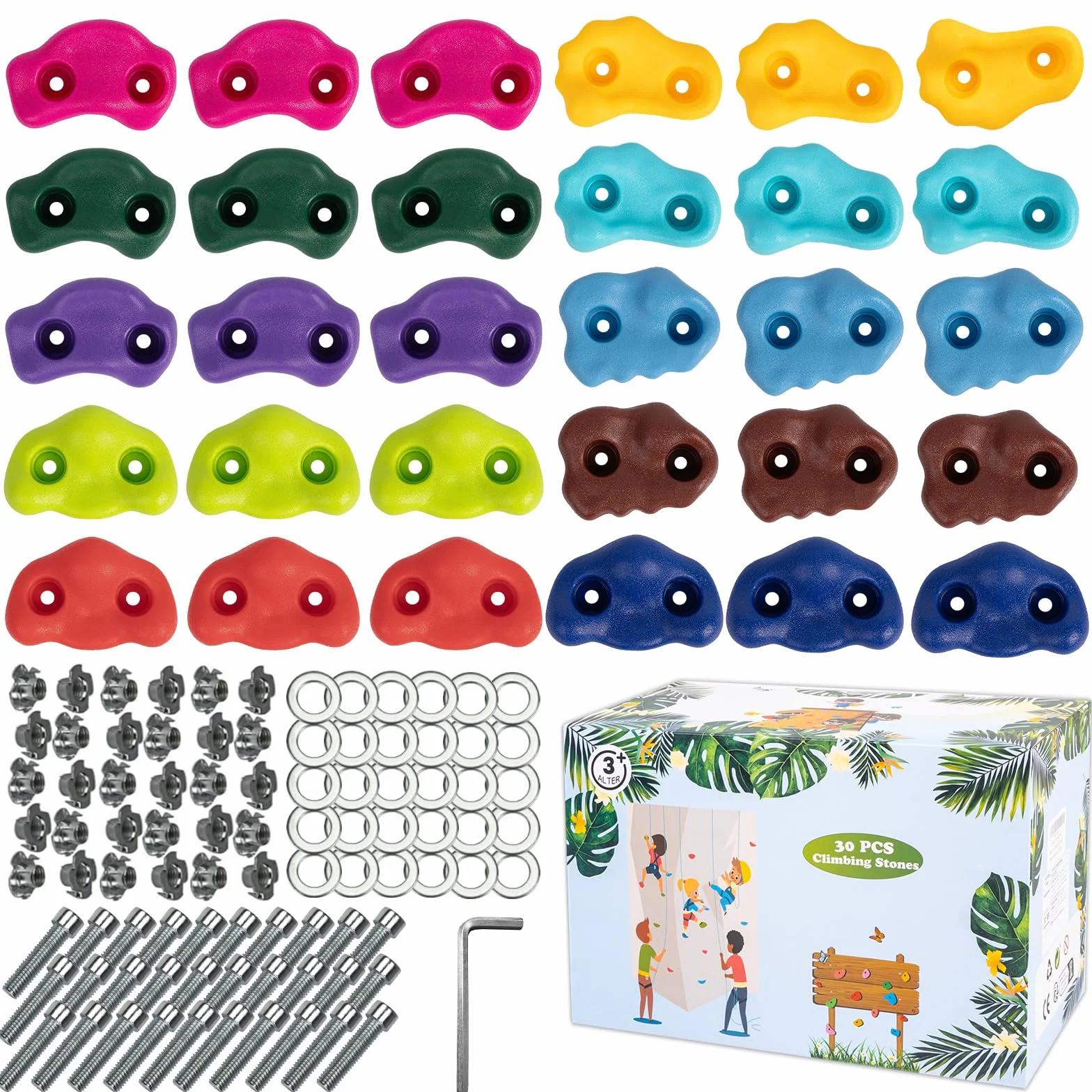 Pierres d'escalade Enfants pour Tours de Jeux et Murs d'escalade, Ensemble de Prise Escalade 10 Couleurs
