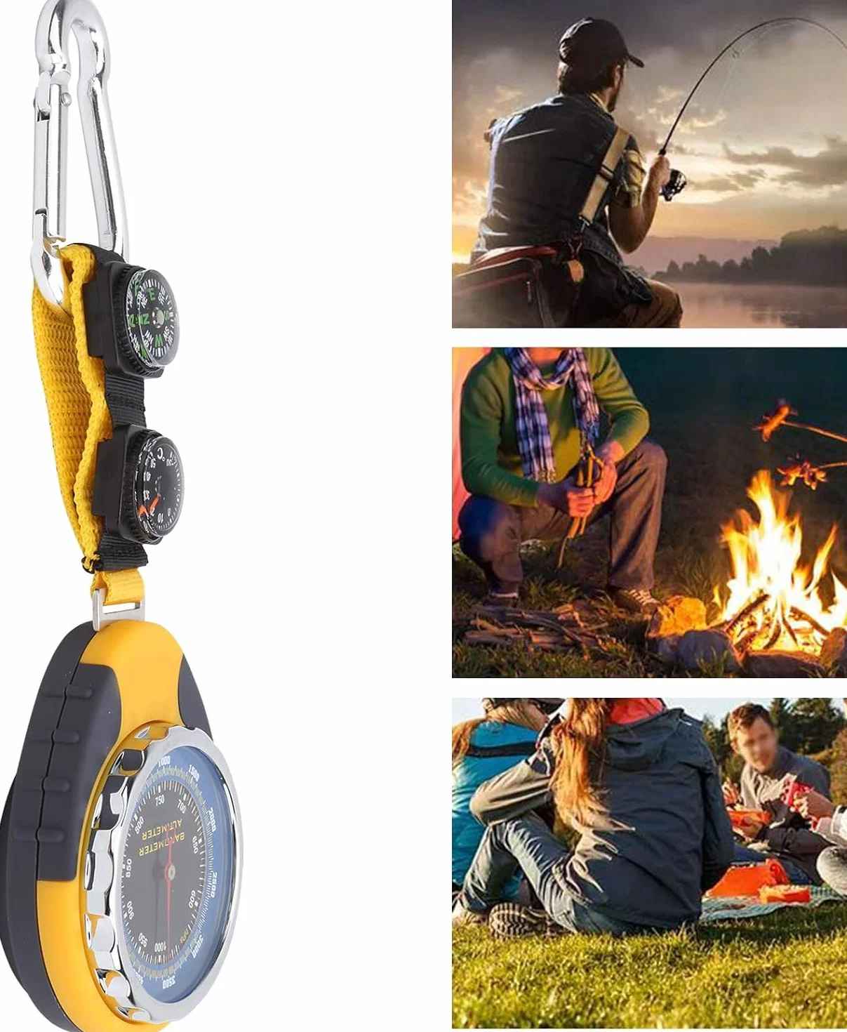 Baromètre Multifonctionnel 4 en 1 Mini Boussole Numérique Altimètre Thermomètre pour Camping