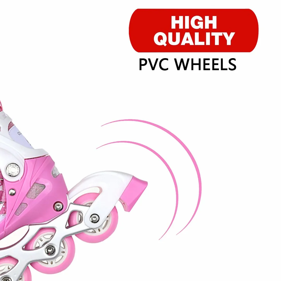Rollers enfant ajustables taille 35-38 ABEC 7 4 roues rose