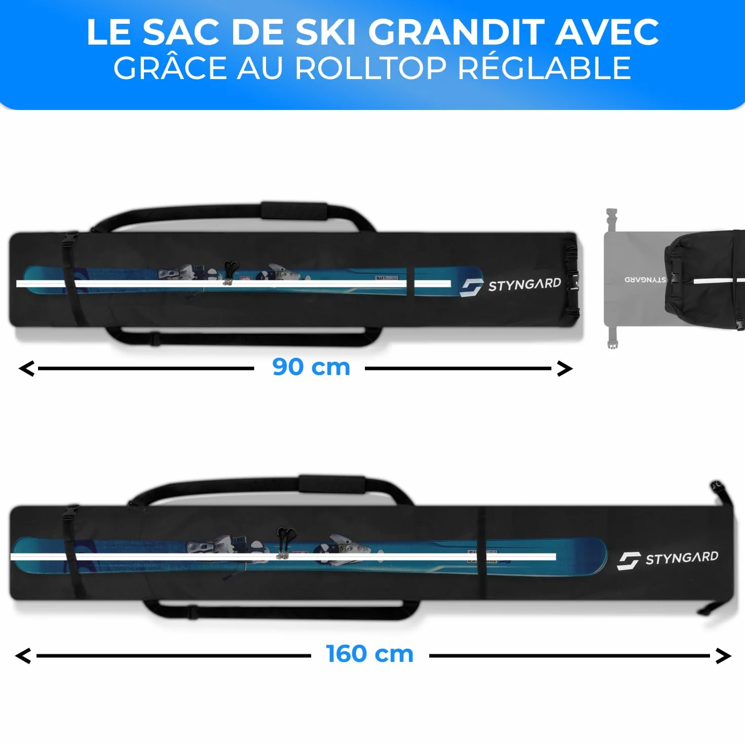 STYNGARD Andermatt Sac de Ski Enfant 160 cm Robuste