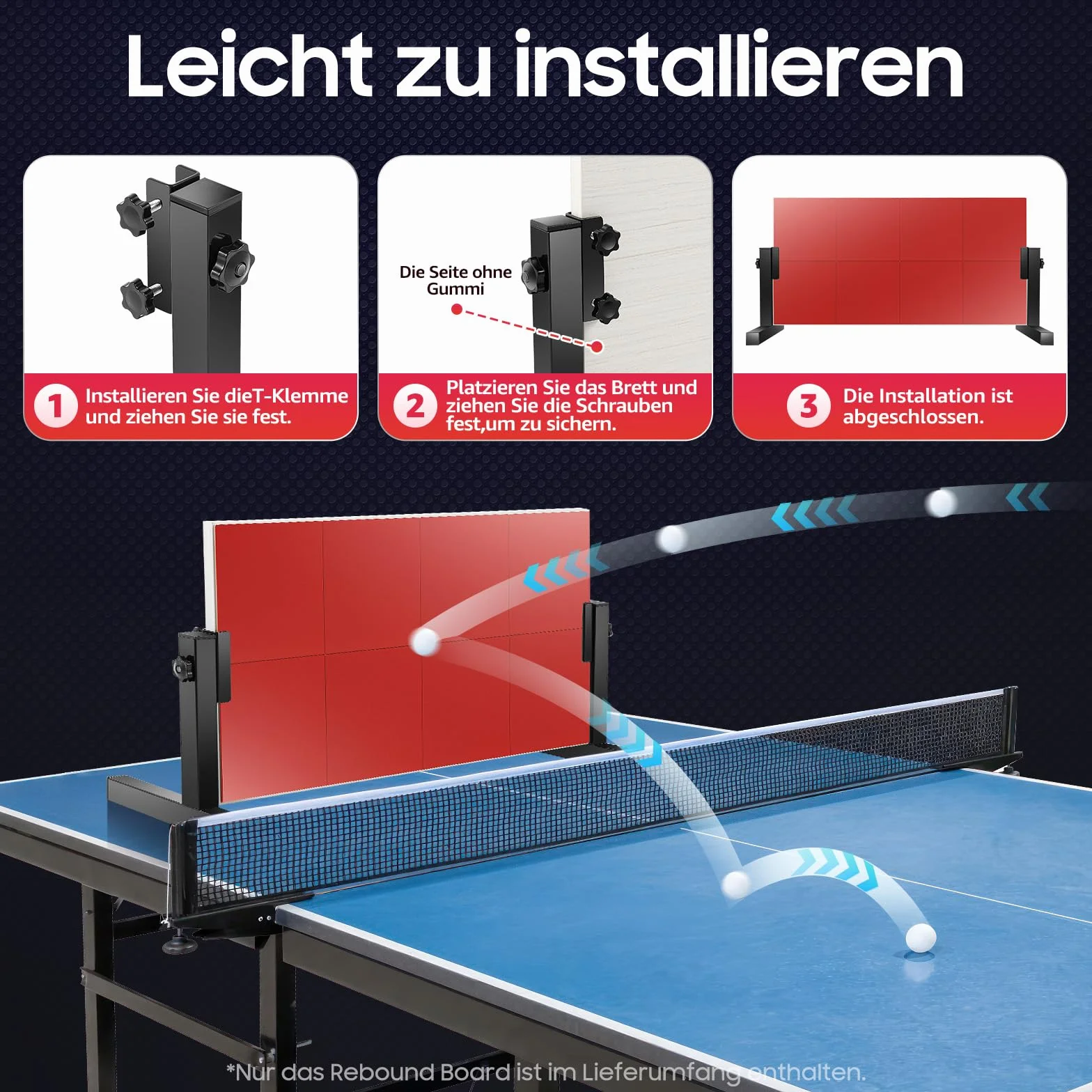 Table Tennis Return Board 8 Rubber Blocks 360° Adjustable Angle - Professional Training Equipment Indoor Outdoor