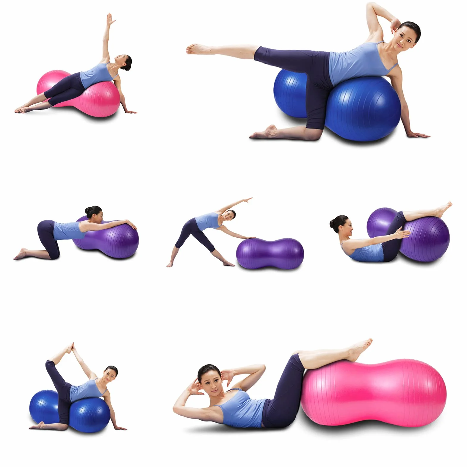 Ballon Gym Cacahuète d'Exercice pour Yoga, Grossesse, Accouchement et Fitness (Pompe Incluse)