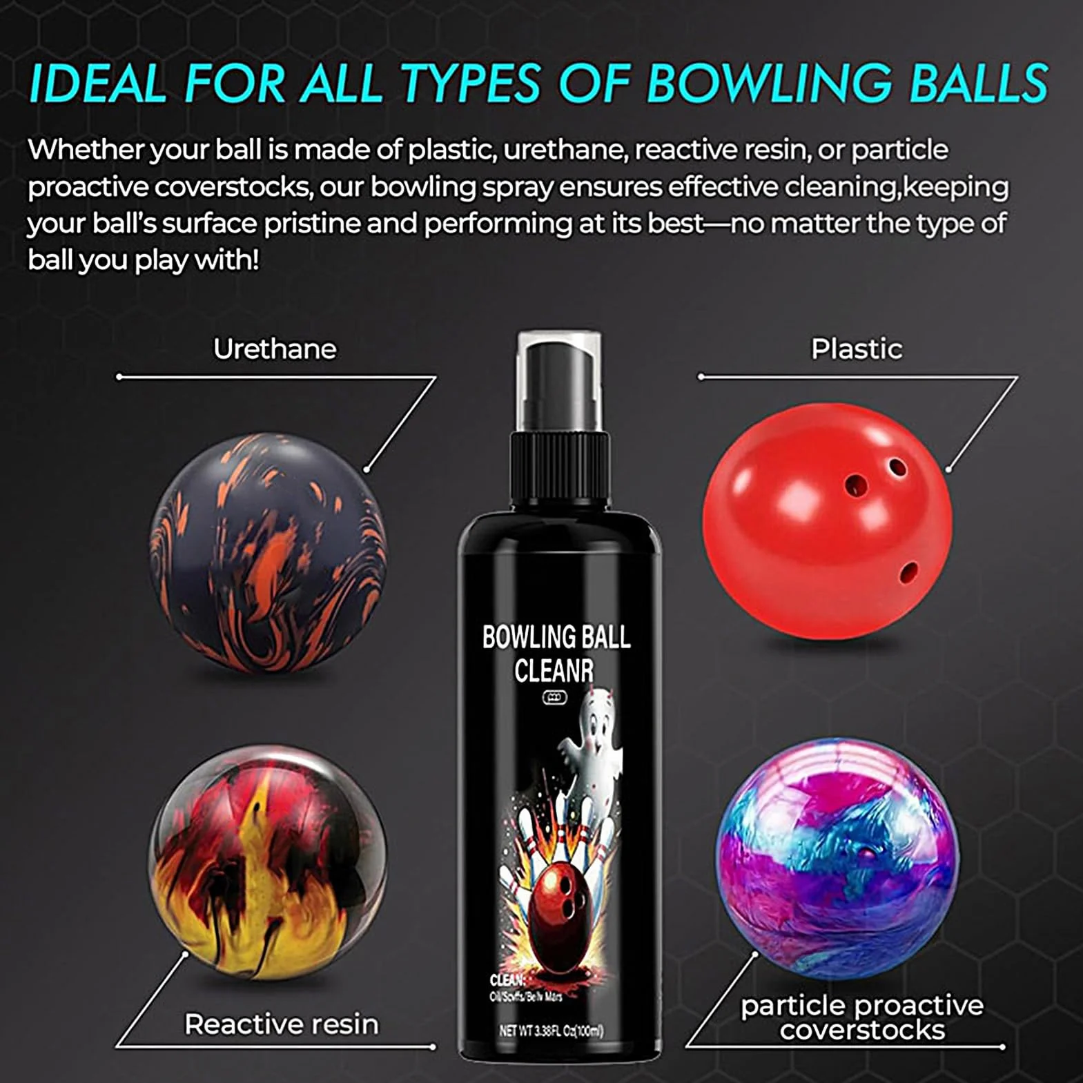 Nettoyant pour Boule de Bowling 100ml - Spray d'Entretien Portable - Élimination des Traces d'Huile