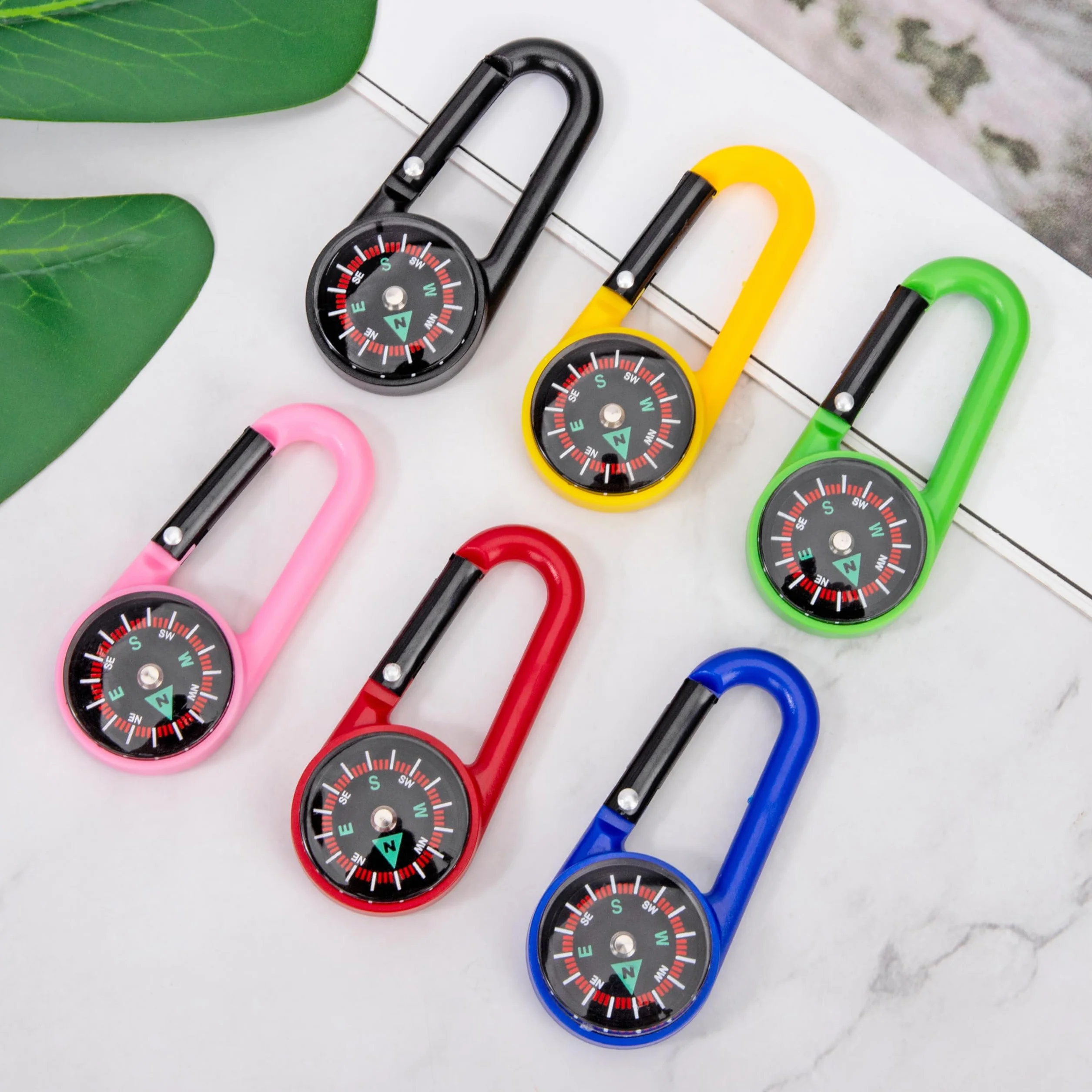 Boussole Portable ABS avec Mousqueton - 6 Couleurs, 18 Pièces - Randonnée, Camping, Extérieur