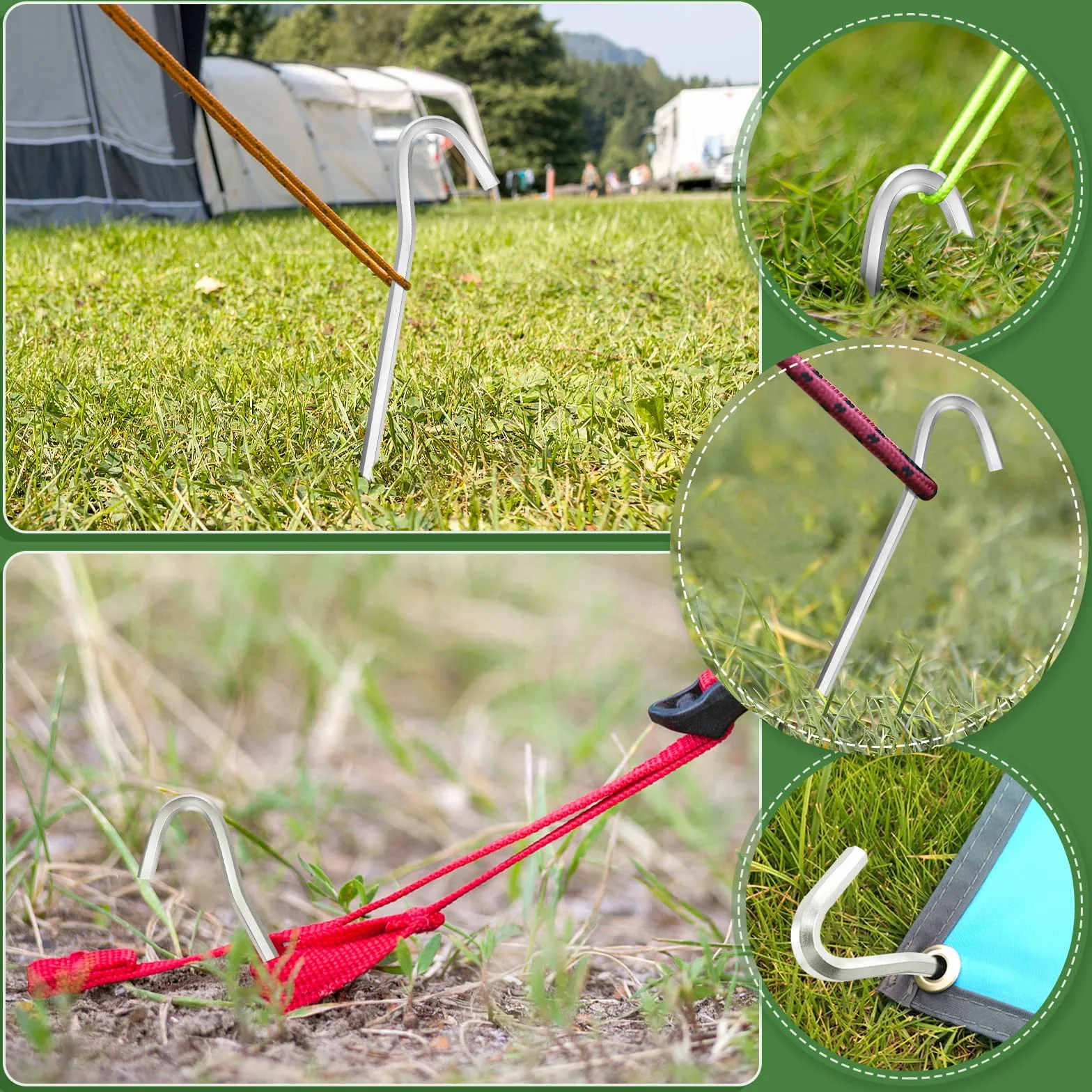 Lot de 12 Piquets de Tente 18 cm en Alliage d'Aluminium pour Camping Extérieur