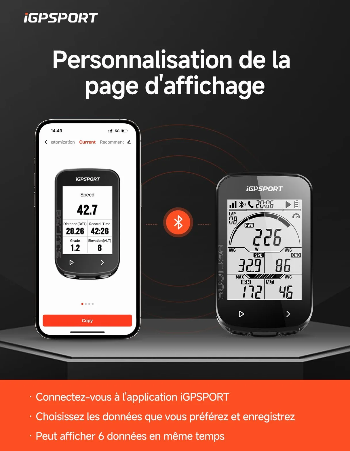 iGPSPORT BSC100S Compteur Velo GPS sans Fil, Écran 2,6'', 40H Autonomie, IPX7