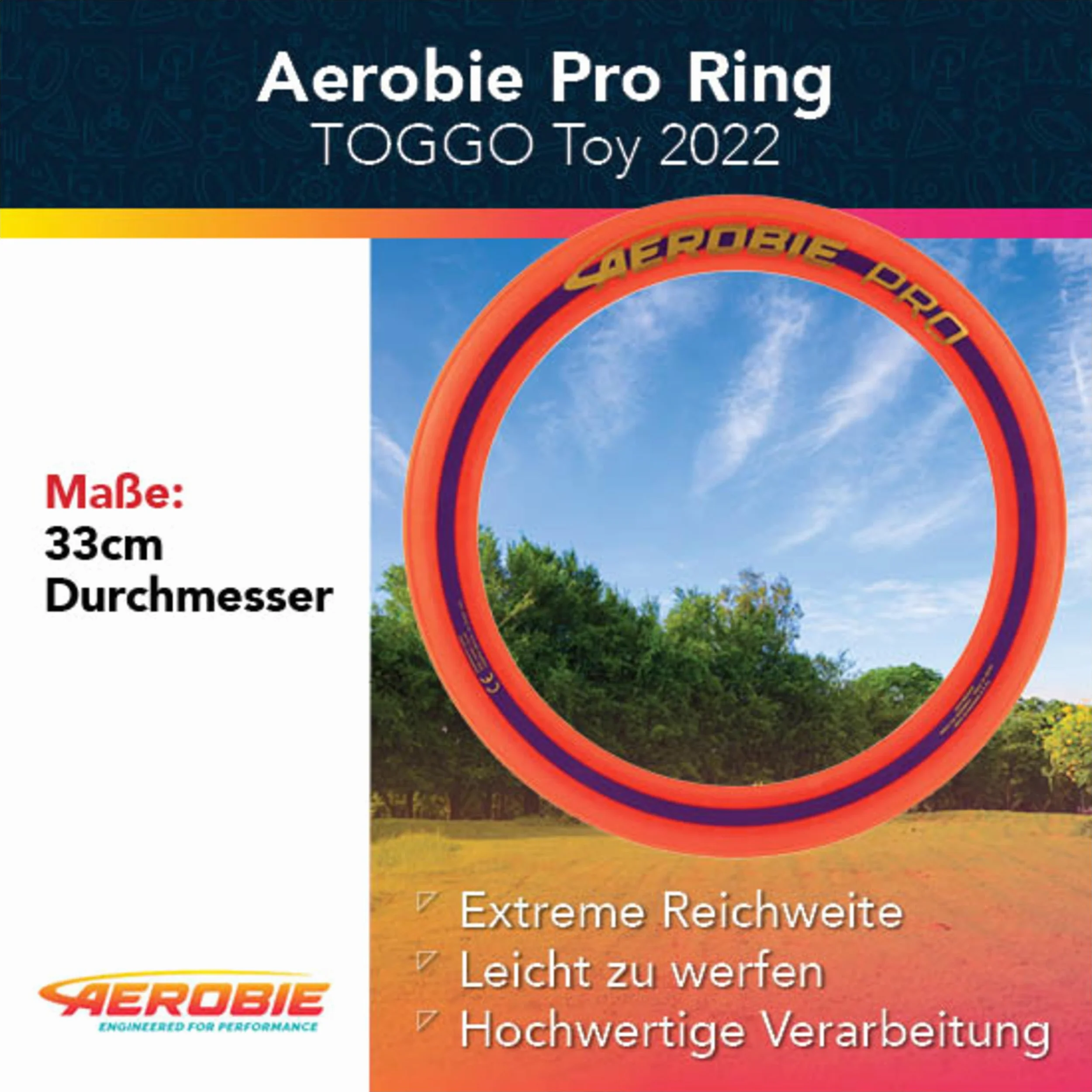 Aerobie Pro Ring Disque Volant 35,6 cm Bleu