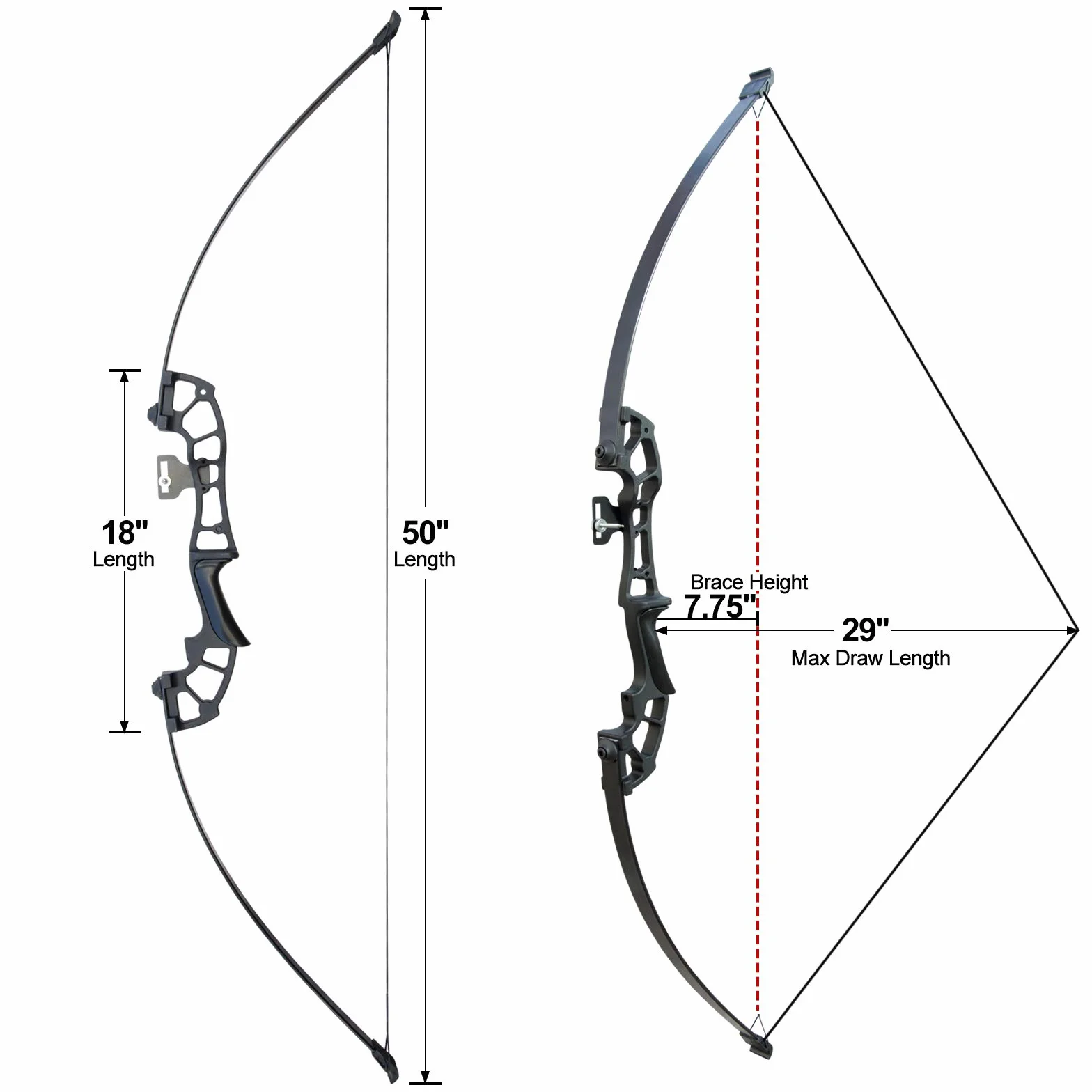 Arc de Chasse Adulte Droitier 30 40LBS 50" Takedown Bow Survie Tir à l'Arc